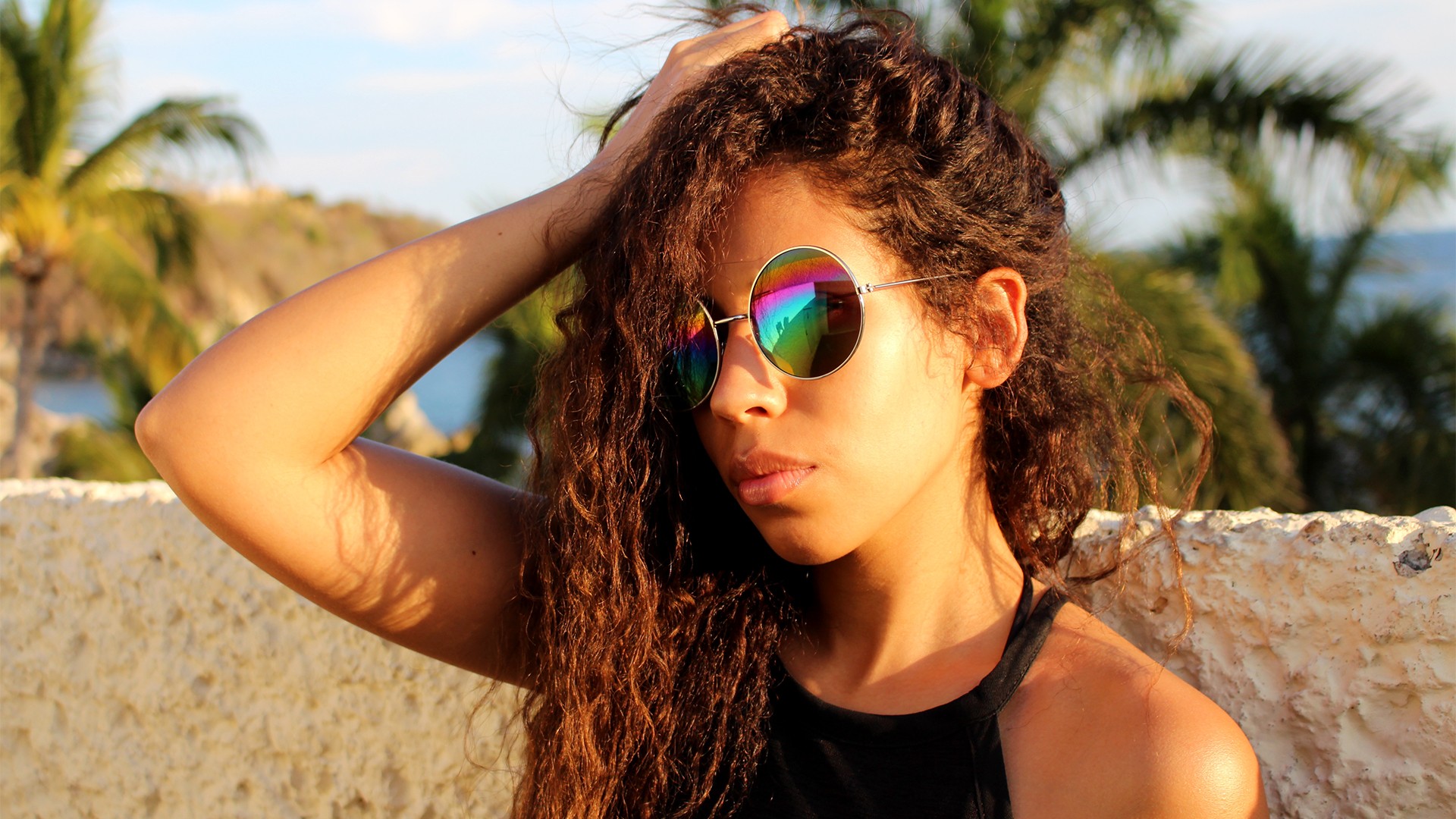 Chia Habte African Women Curly Hair Brunette Looking Away Women With Glasses Long Hair Outdoors 1920x1080