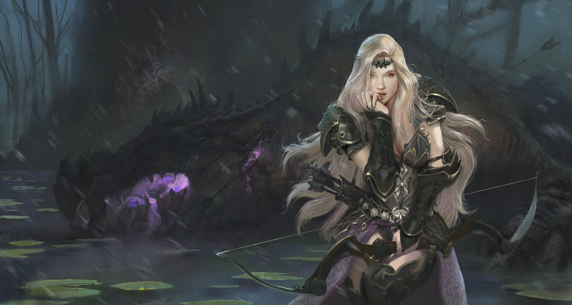 Digital Art Women Blonde Warrior Arc Fantasy Art Artwork Alejandro Olmedo 1920x1024