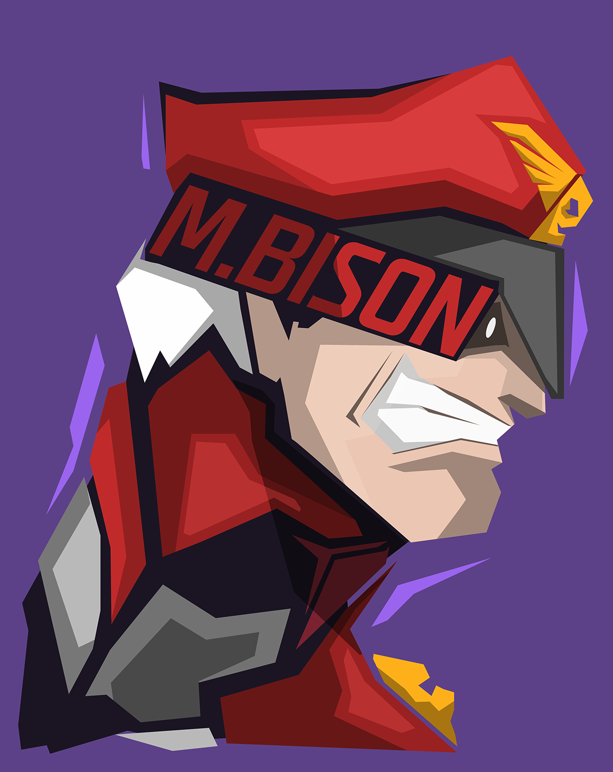 Street Fighter M Bison Video Game Art Purple Background 1200x1510