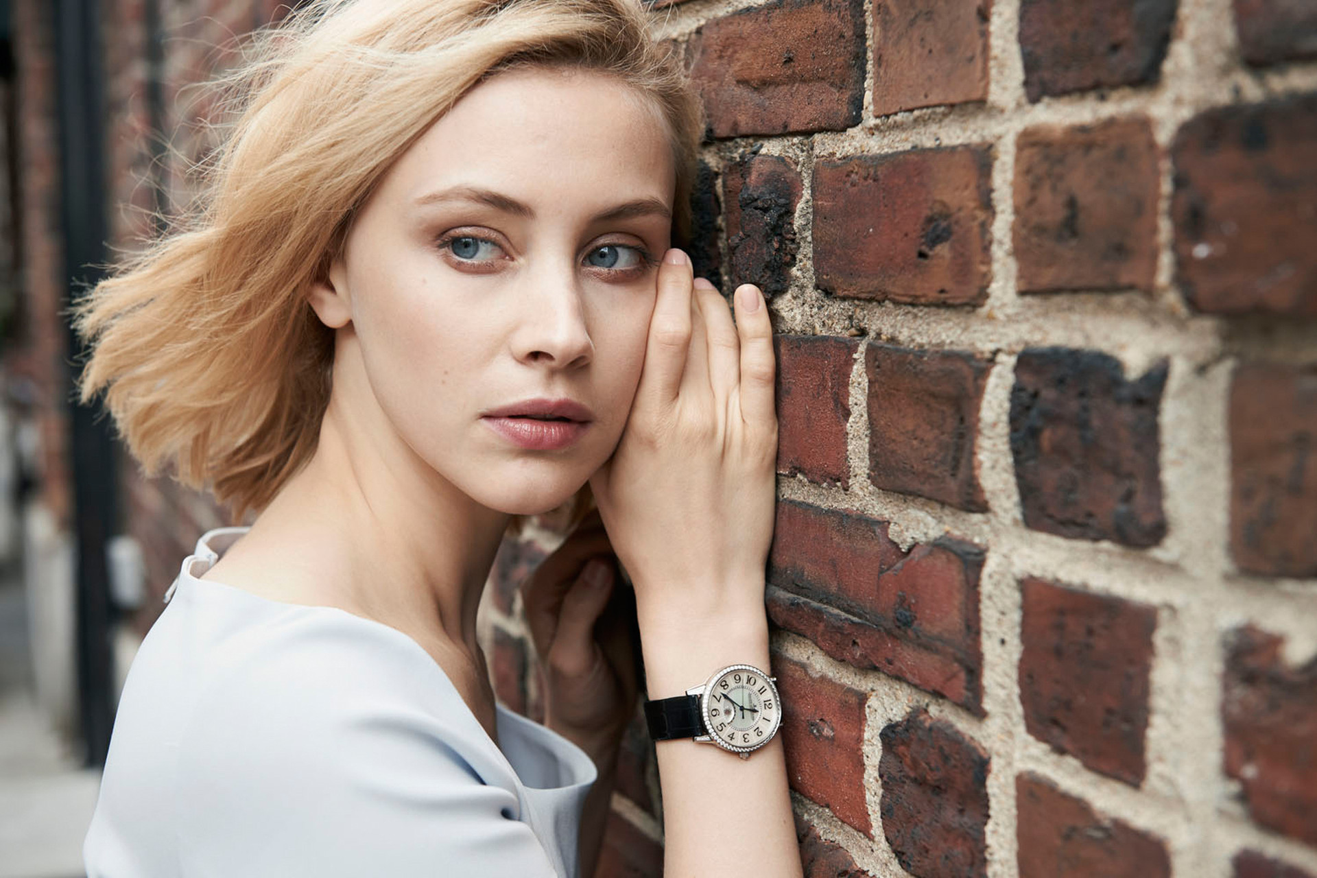 Sarah Gadon Actress Blue Eyes Face Blonde Brick 1920x1280