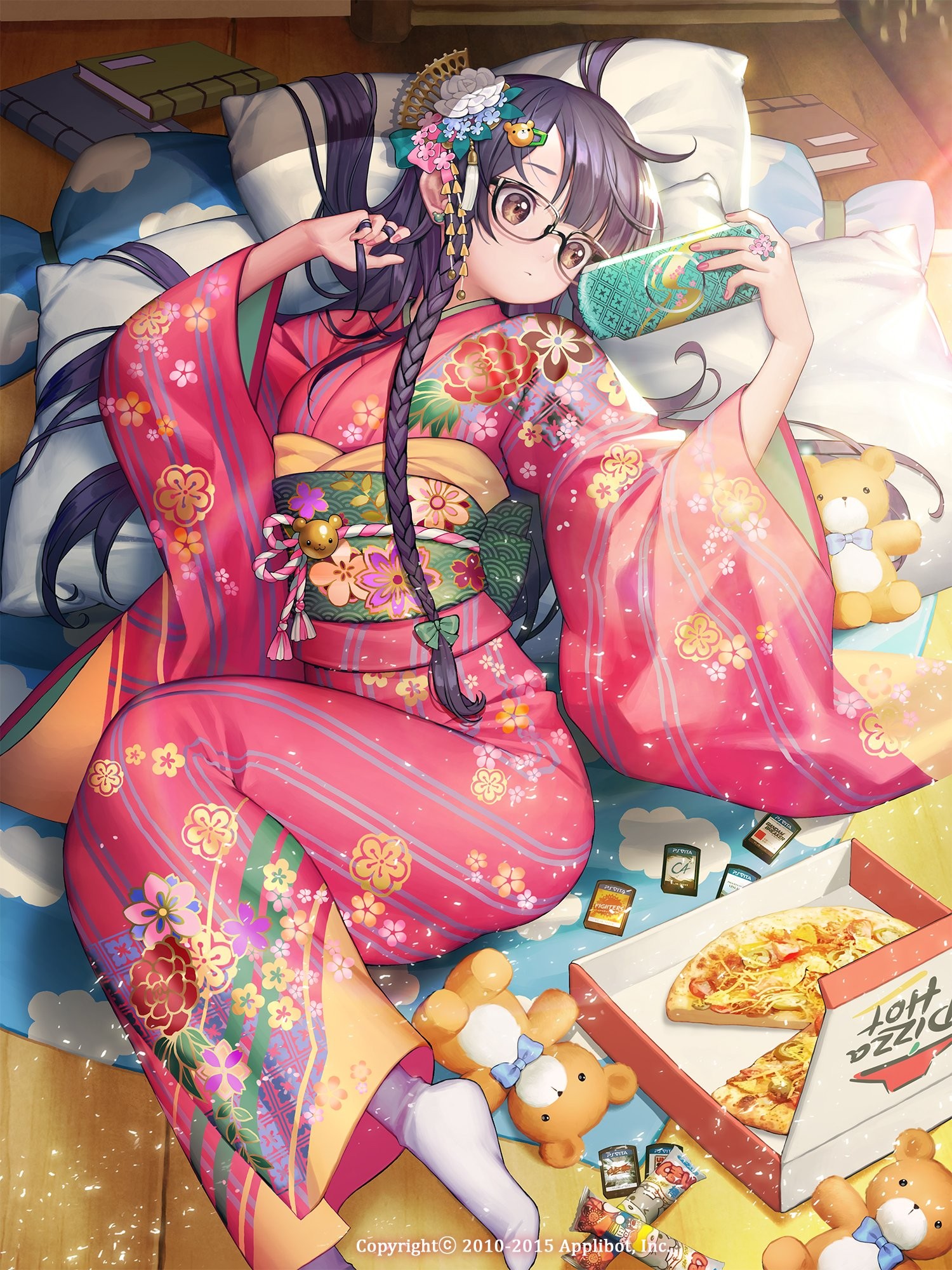 Anime Anime Girls Furyou Michi Gang Road Kimono Long Hair Glasses PlayStation Vita 1500x2000