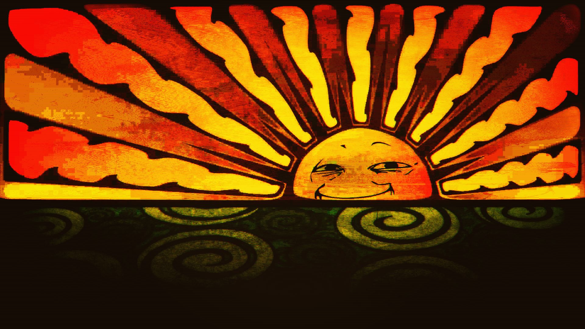 Abstract Sun Smug Face Humor Orange 1920x1080