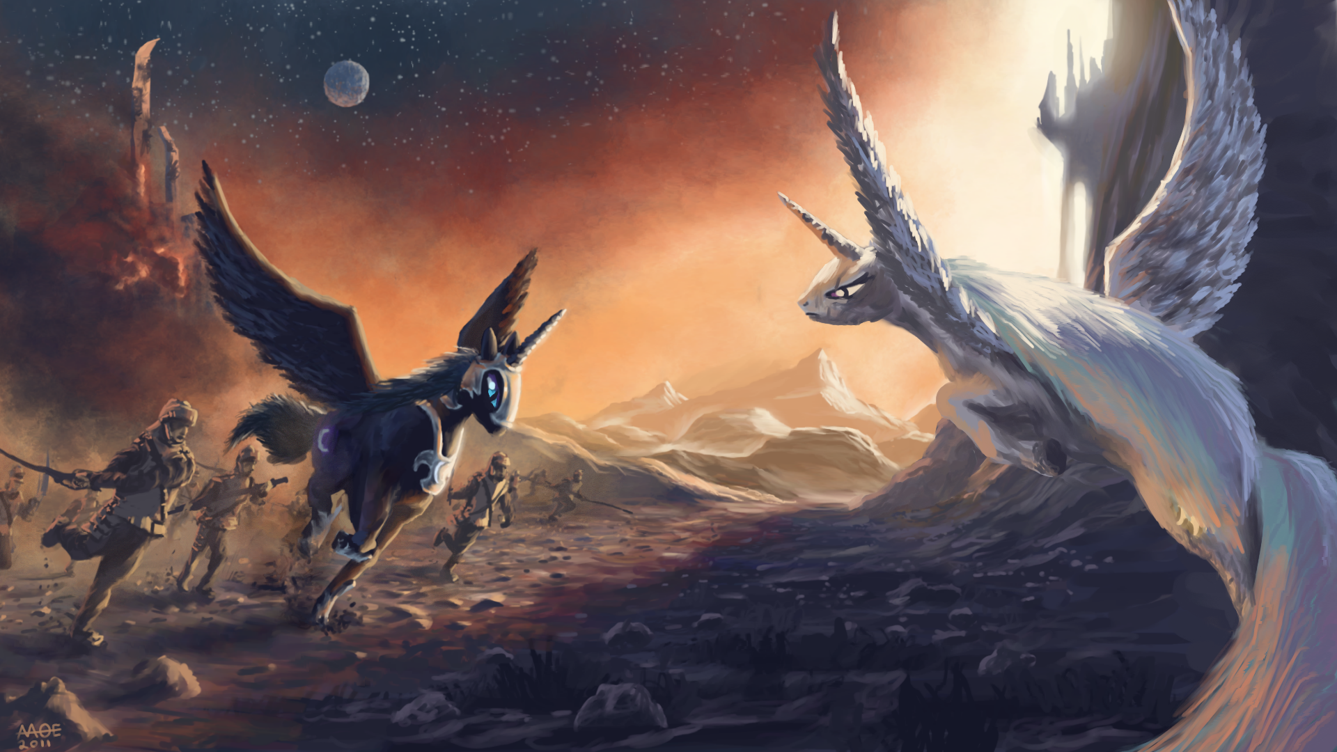 My Little Pony Fighting Fantasy Art Unicorns Wings 1920x1080