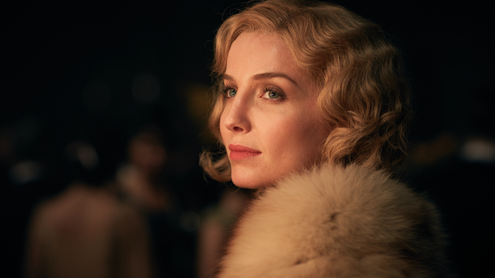 Annabelle Wallis Actress Blond Hair Peaky Blinders Blue Eyes Women Grace Shelby Fur Coats Fur Luxury 1920x1080