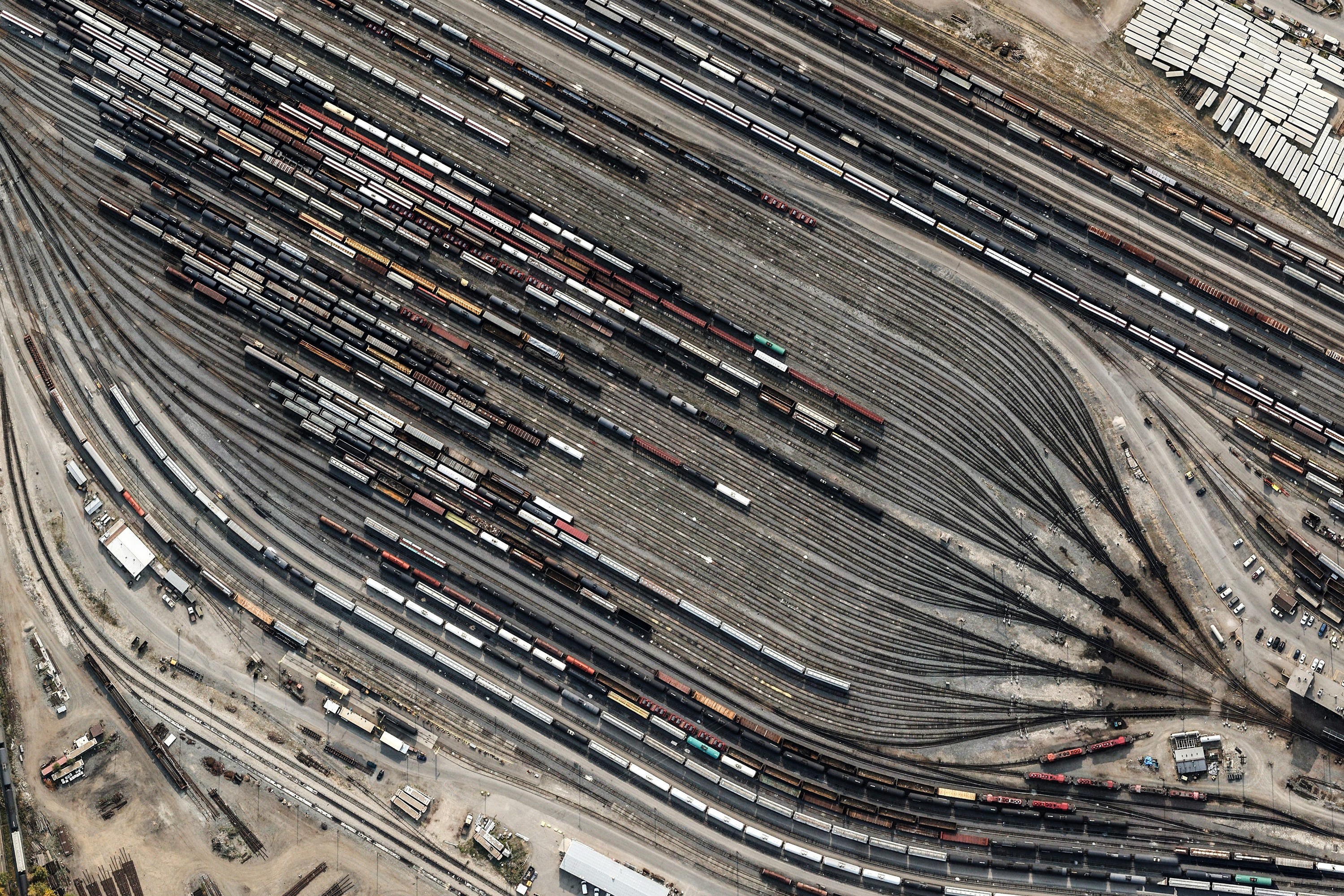 Train Rail Yard Railway Aerial View 3000x2000