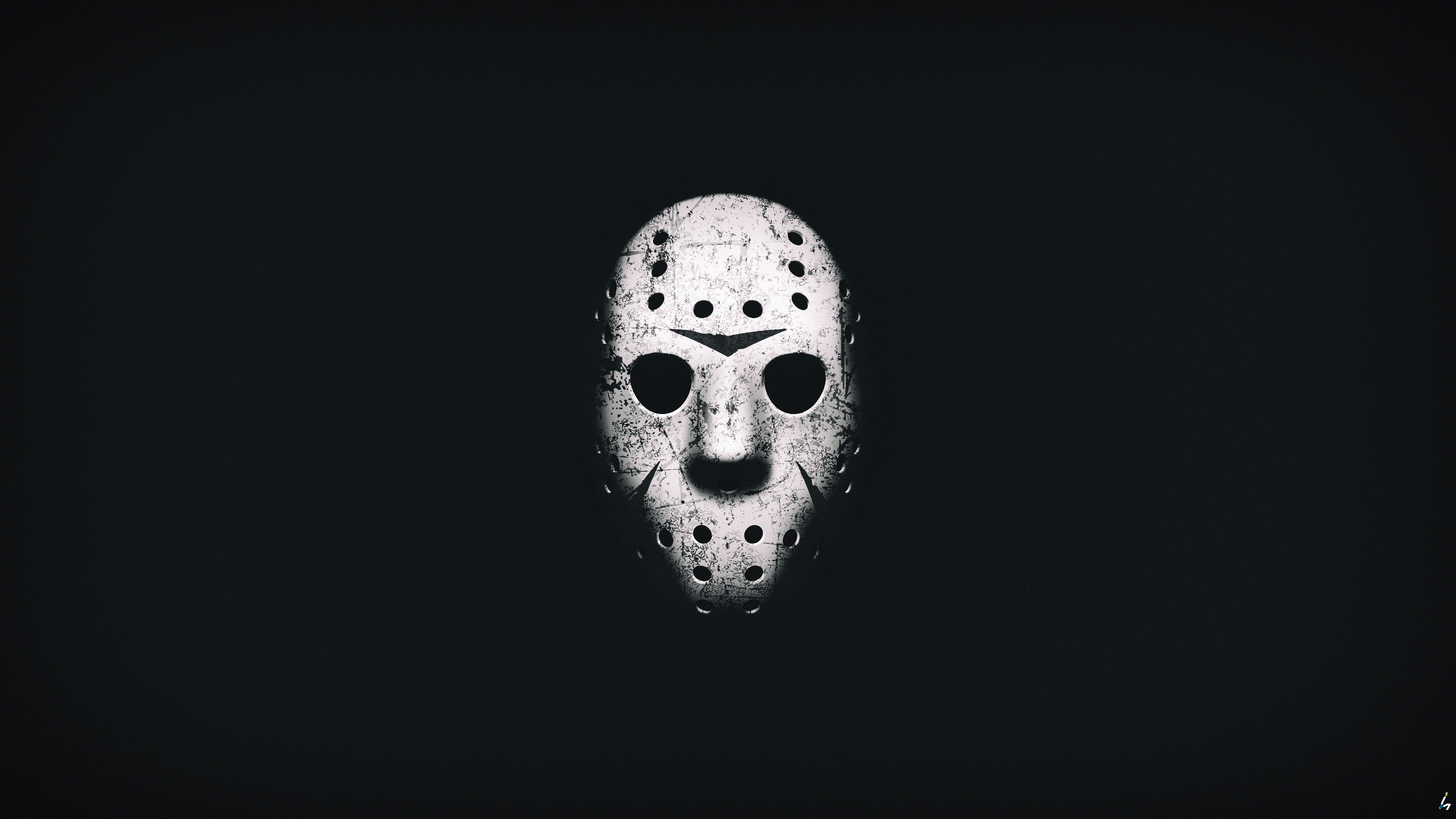 Game Art Mask Friday The 13th The Games Monochrome Low Saturation Hockey Mask Horror Horror Movies 3840x2160