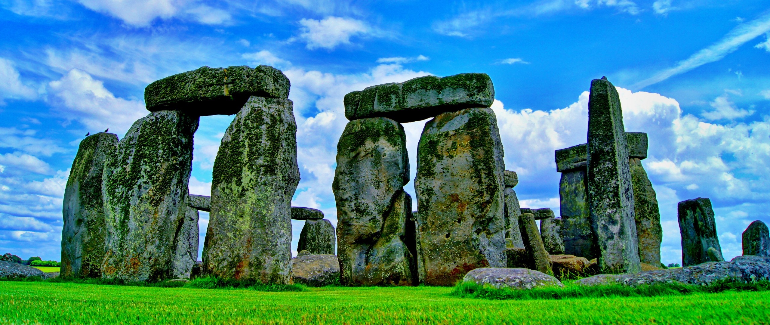 Stonehenge Stones Stone Circle Ancient Monument Moss 2560x1080