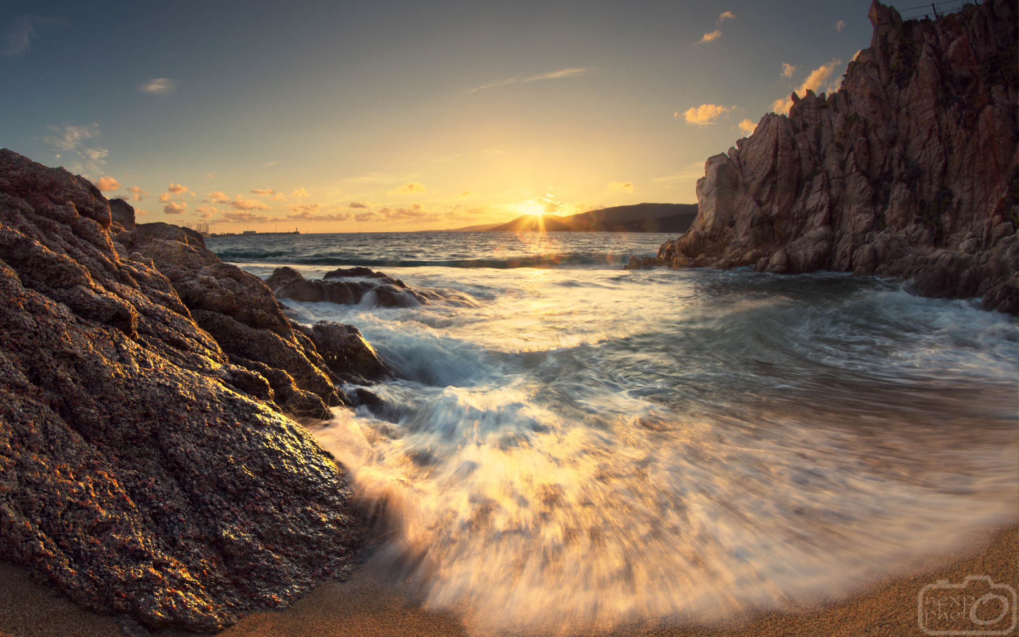Water Sea Waves Rock Sunlight Sunset Corsica Landscape Nature Sky 2048x1280