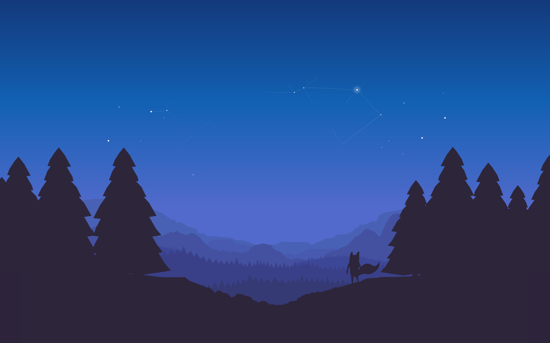 Mozilla Firefox Mozilla Night Forest Landscape Horizon Minimalism Illustration Digital Art Artwork V 1920x1200