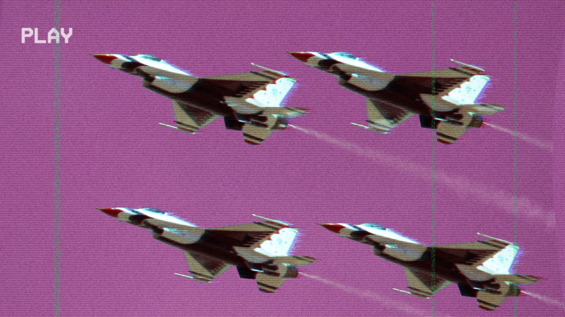 Aircraft Vaporwave Glitch Art Multirole Fighter General Dynamics F 16 Fighting Falcon VHS 1920x1080