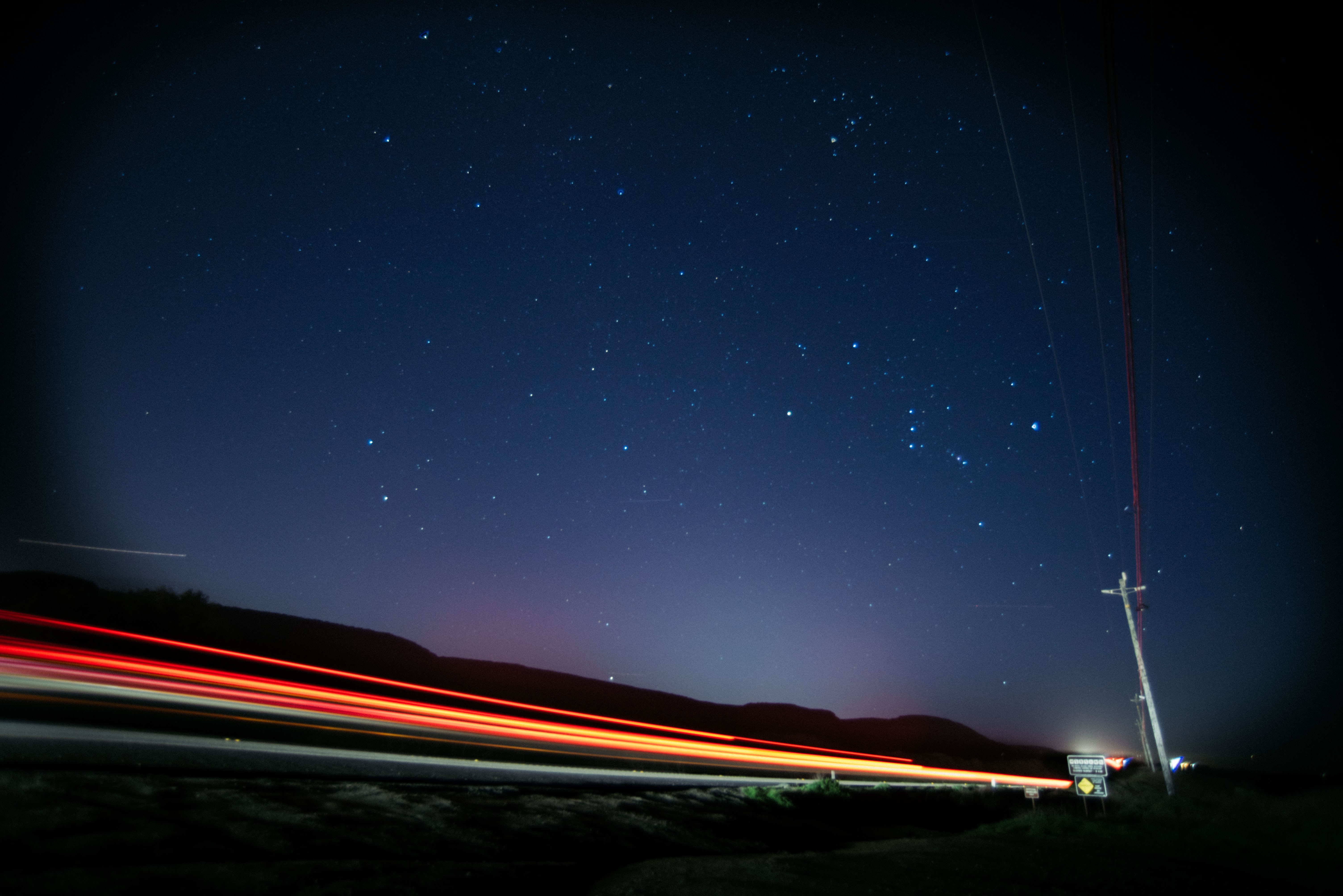 Lights Road Night Sky Stars Orion 6016x4016