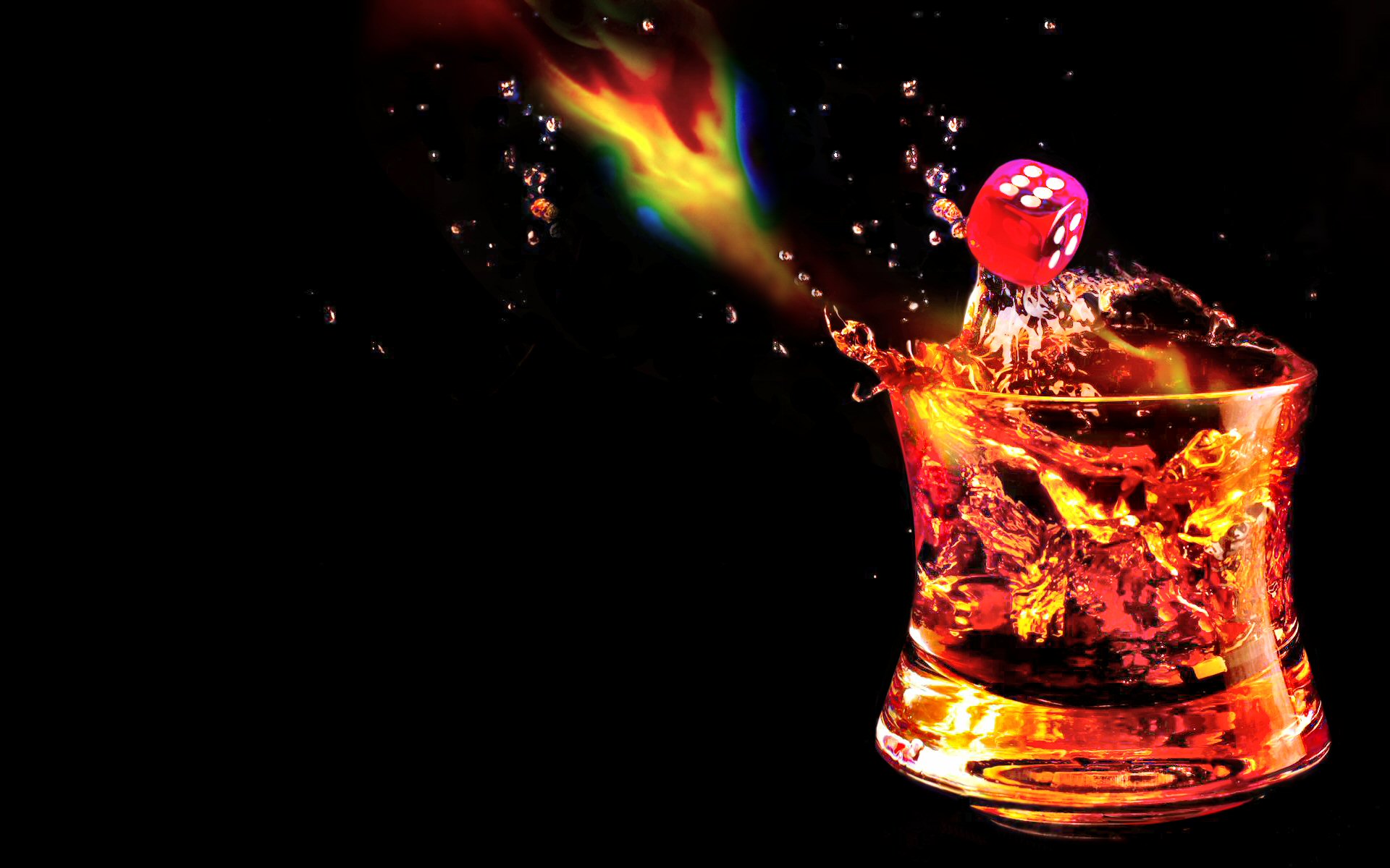 Drink Scotch Whisky Flame Dice Glass 1920x1200