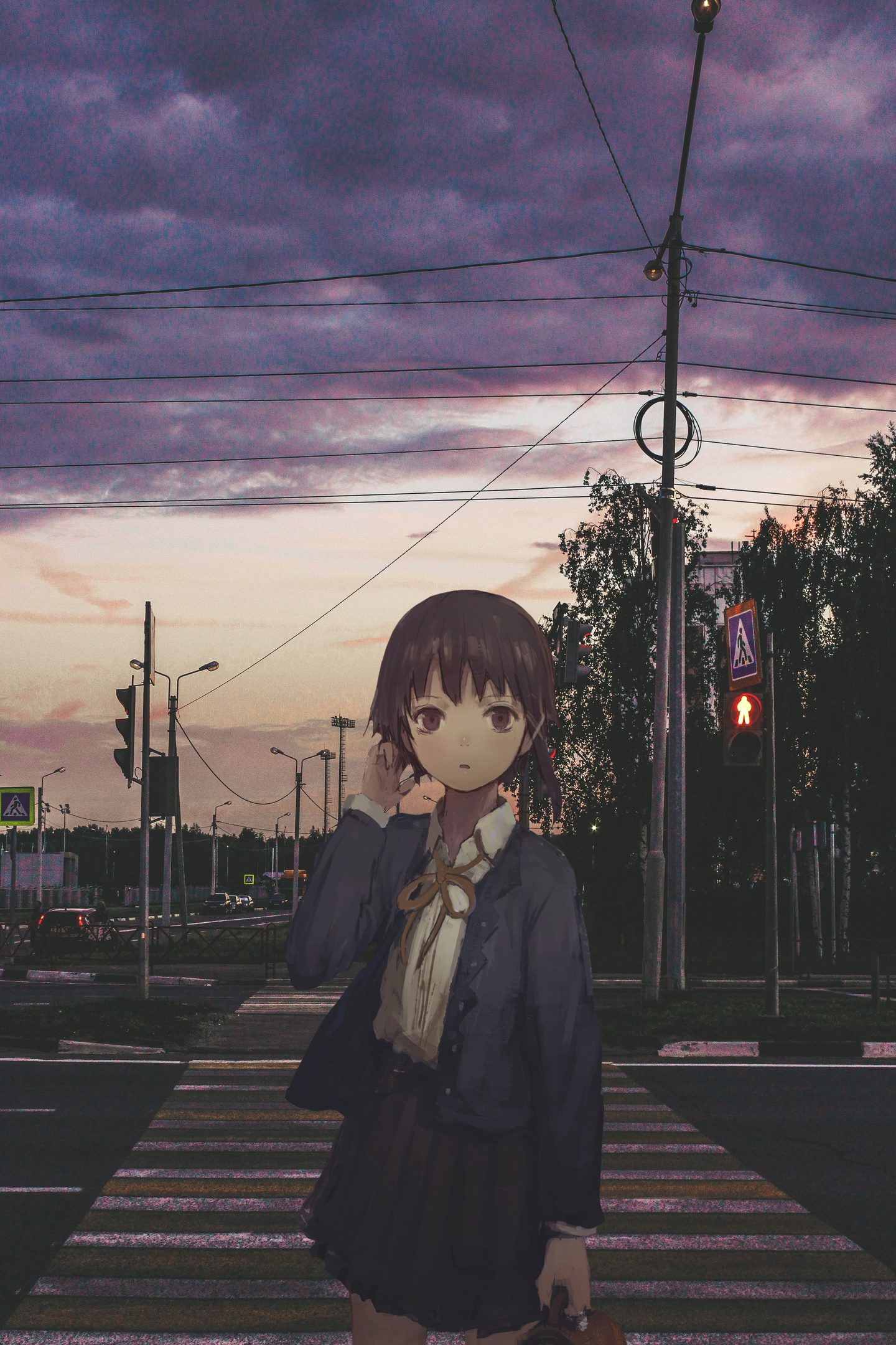 2D Anime Girls Serial Experiments Lain Shion Mirudakemann Evening 1440x2160