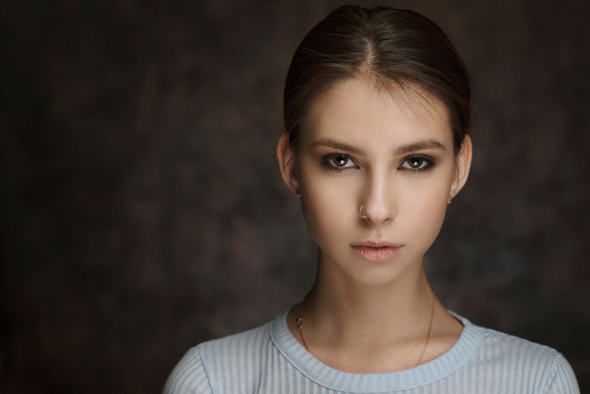 Women Portrait Model Elena Aksenova Nose Rings Maxim Maximov Brunette Looking At Viewer 2048x1367