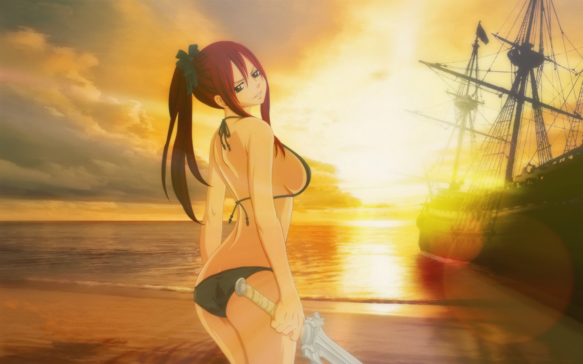 Fairy Tail Scarlet Erza Redhead Anime Girls Anime Sailing Ship 1920x1200