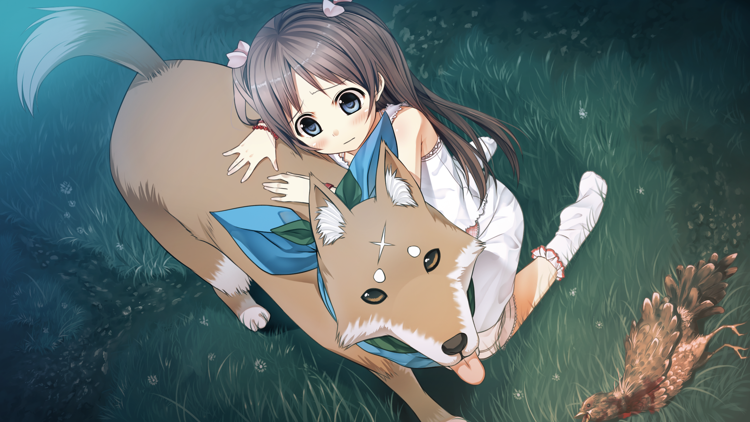 Sawai Natsuha Blue Eyes Dog Anime Girls Monobeno 2560x1440