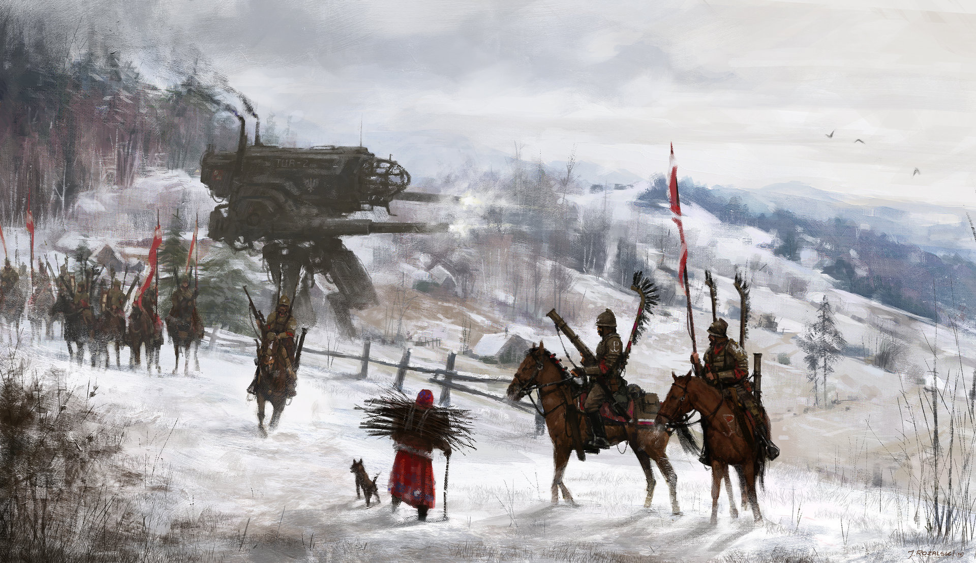 Rusviet Iron Harvest Iron Harvest Fantasy Art Mech Artwork Winter Snow 1920x1108