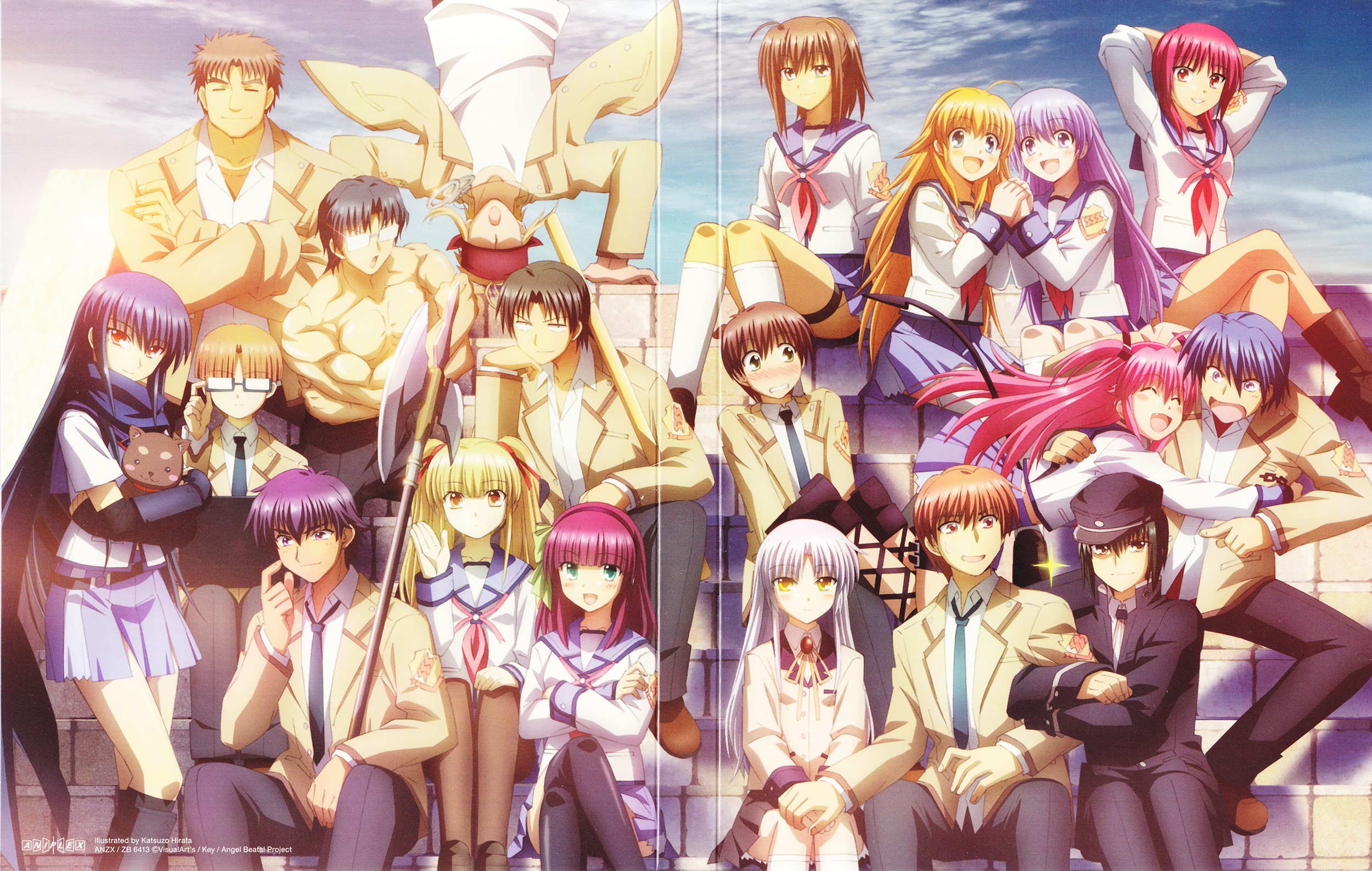 Angel Beats Tachibana Kanade Yui Angel Beats Otonashi Yuzuru Ayato Naoi Nakamura Yuri Eri Shiina 2500x1587