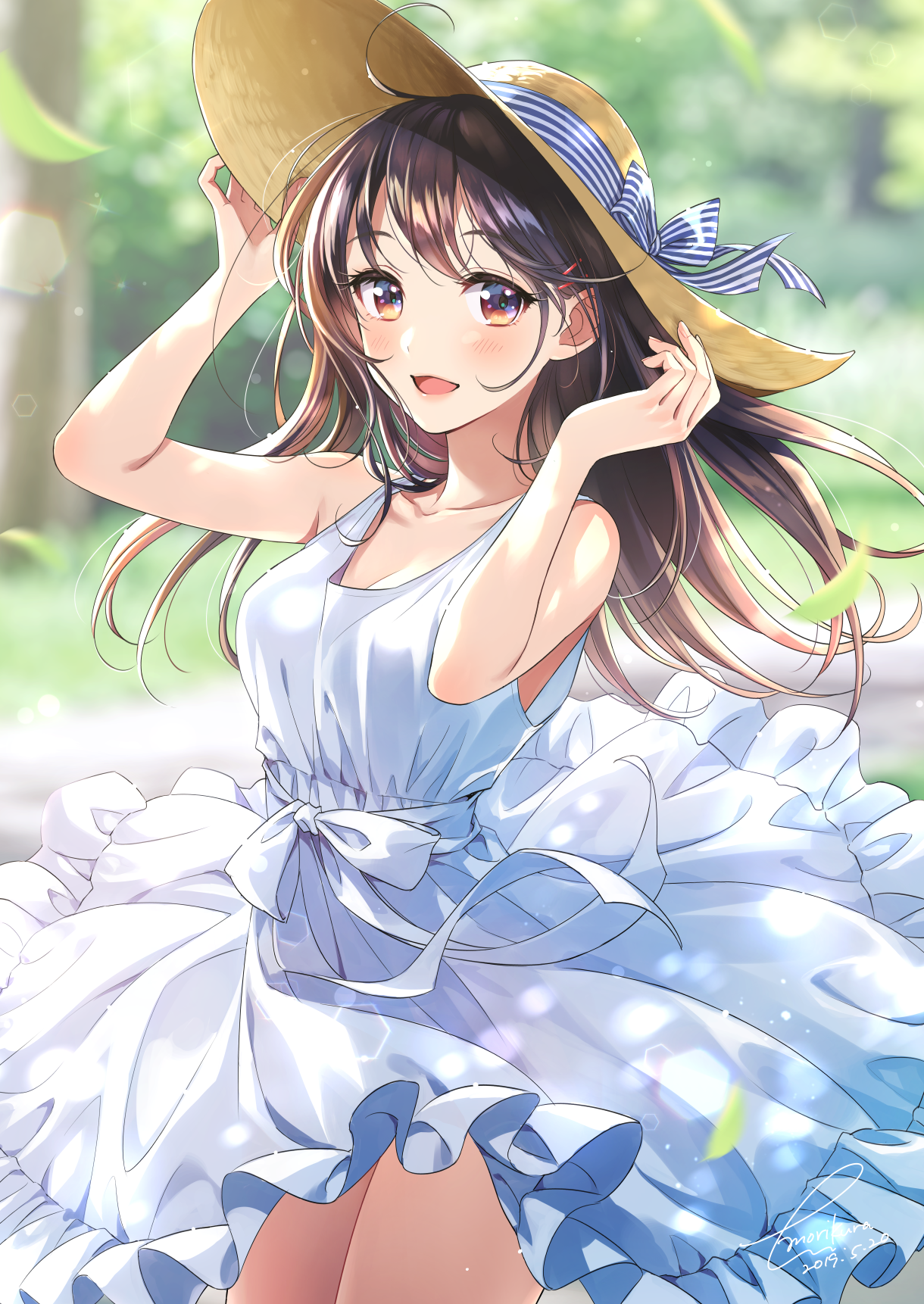 Anime Girls Original Characters Anime Brunette Long Hair Looking At Viewer Women With Hats Hat Blush 1220x1722