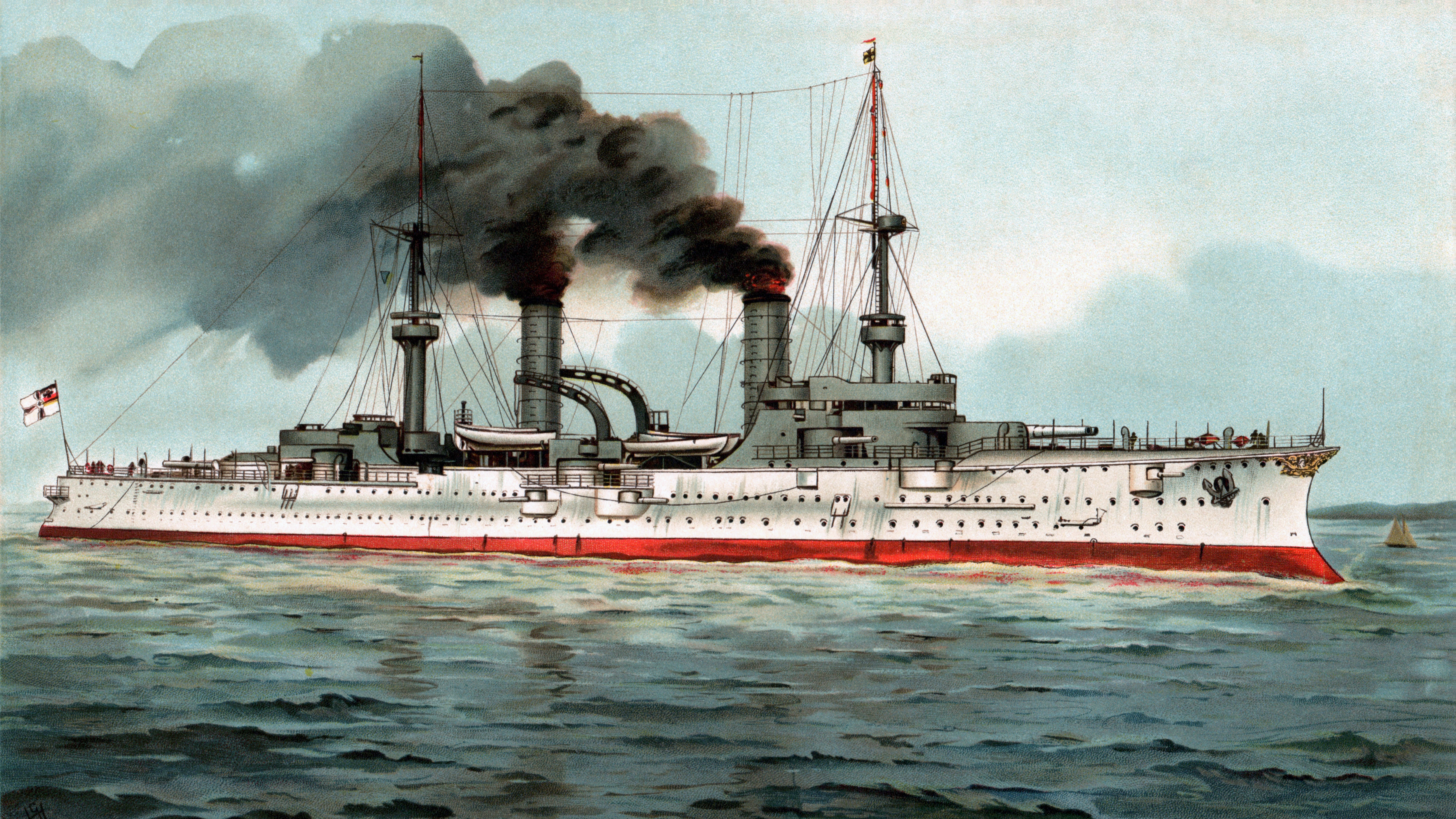 Cruiser Warship SMS Furst Bismarck 1897 10000x5625