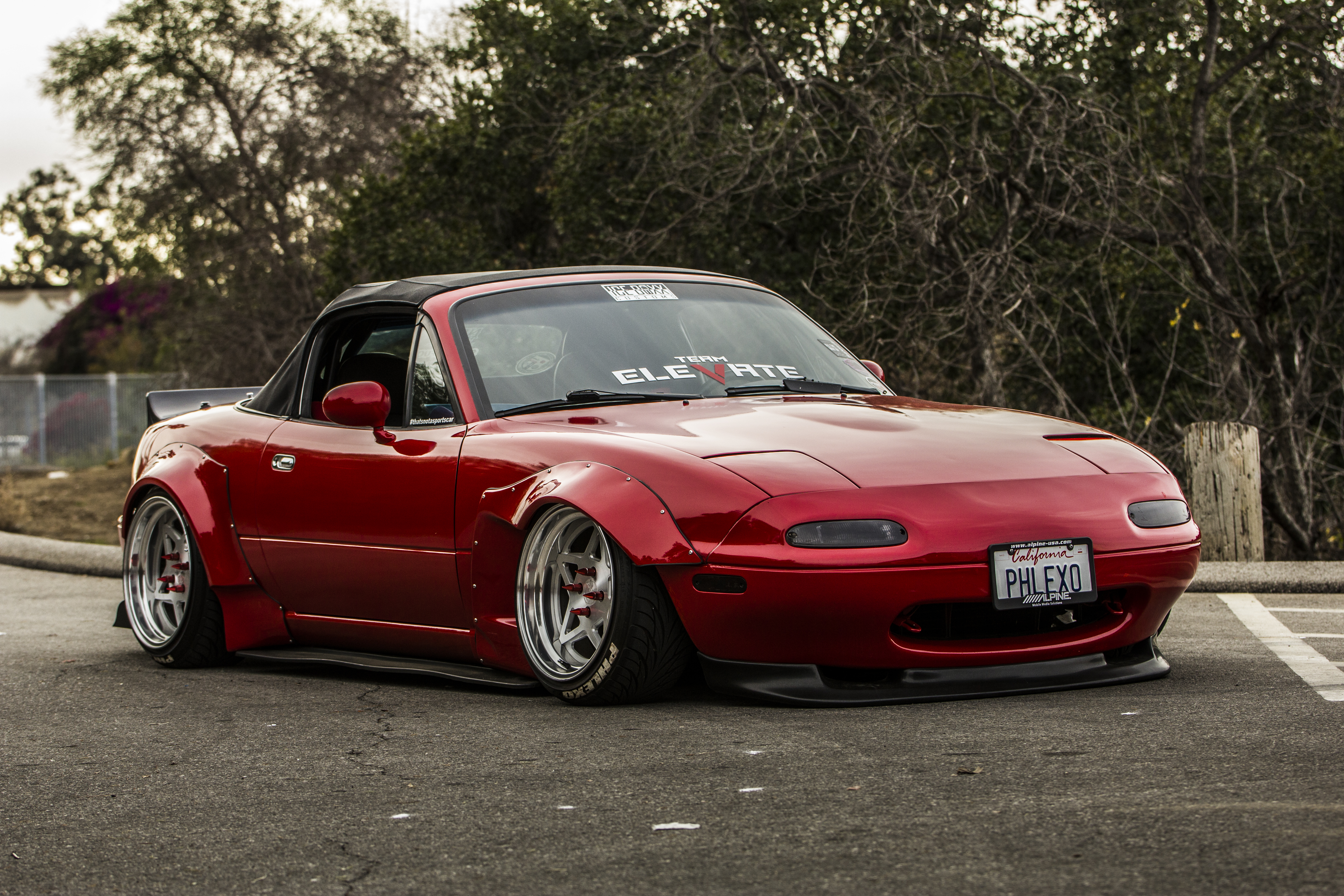 Miata Mazda MX 5 MX 5 Mx5 Widebody Rocket Bunny Mazda Los Angeles Car Vehicle Red Cars Pop Up Headli 5184x3456