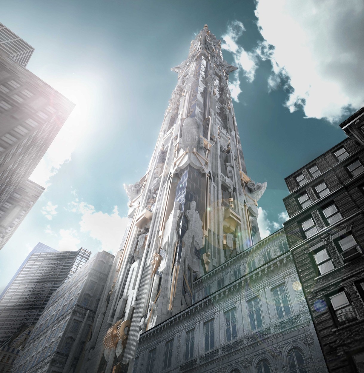 Architecture Building Skyscraper Blueprints Digital Art 3d Object Render CGi New York City USA Worms 1219x1250
