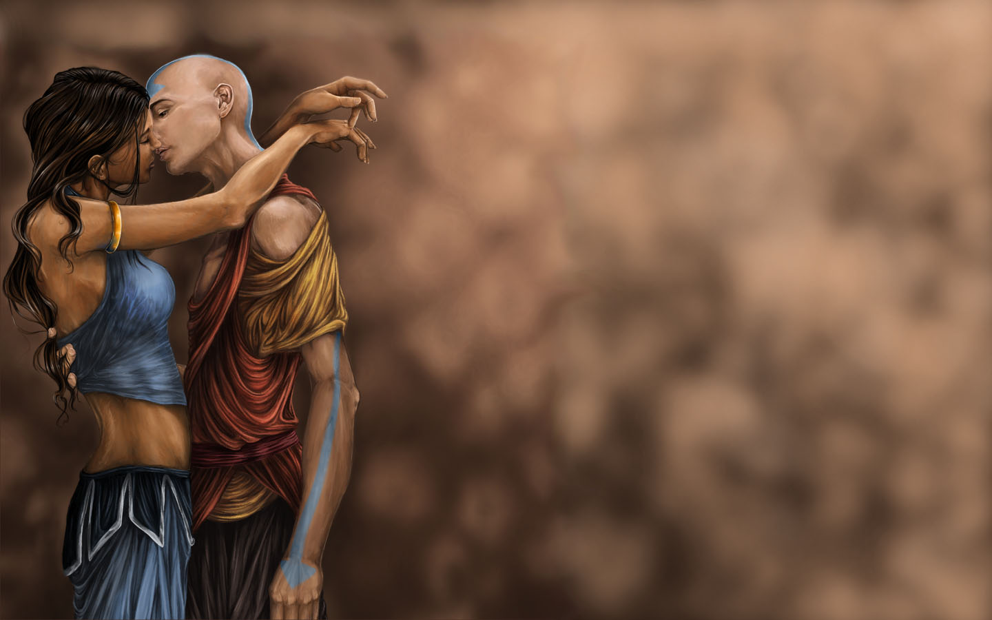 Katara Avatar The Last Airbender Romantic Kiss 1440x900