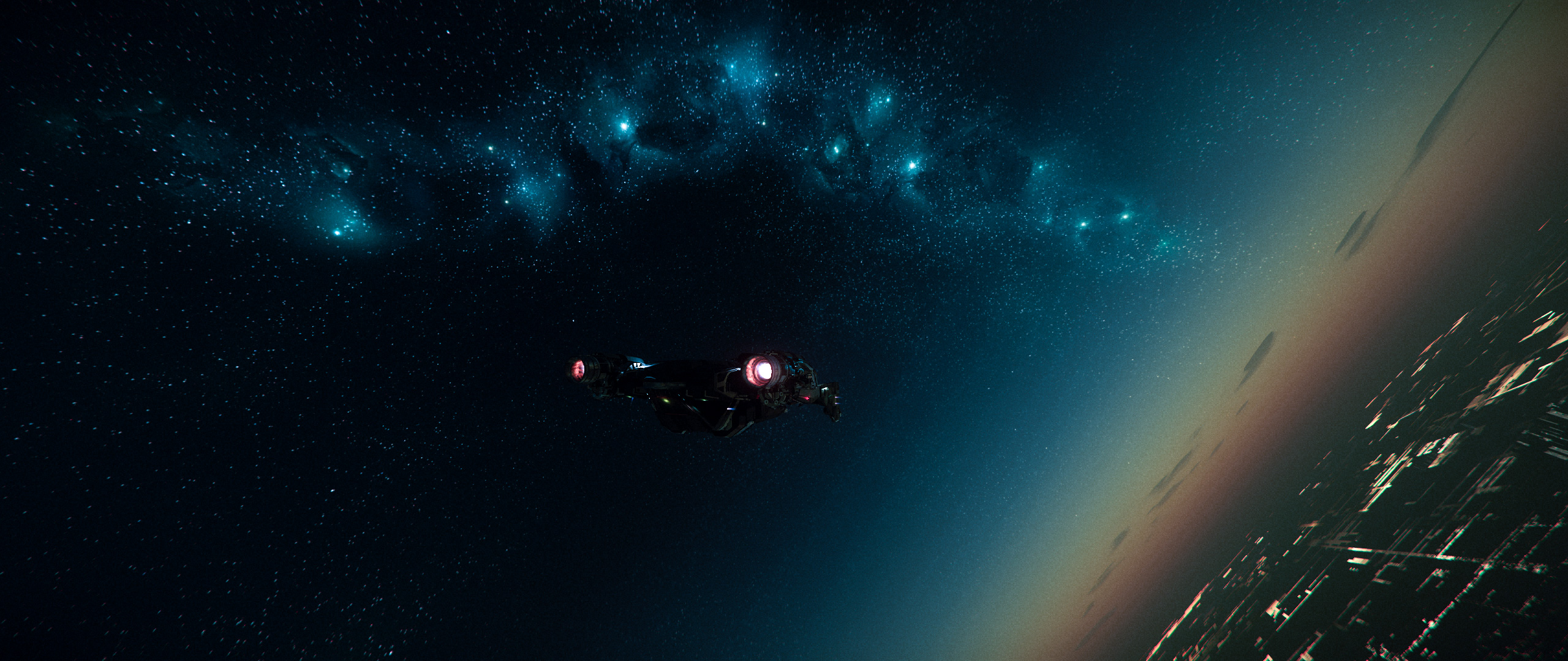 Star Citizen Ultrawide Ultra Settings Screen Shot Space Planet Spaceship Cutlass Black 2560x1080