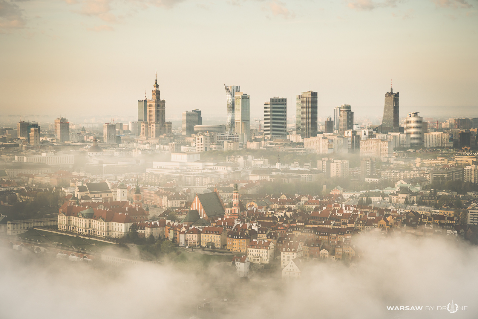 Warsaw Skyline Skyscraper Poland Mist Cityscape House Building Capital Polish 1600x1067