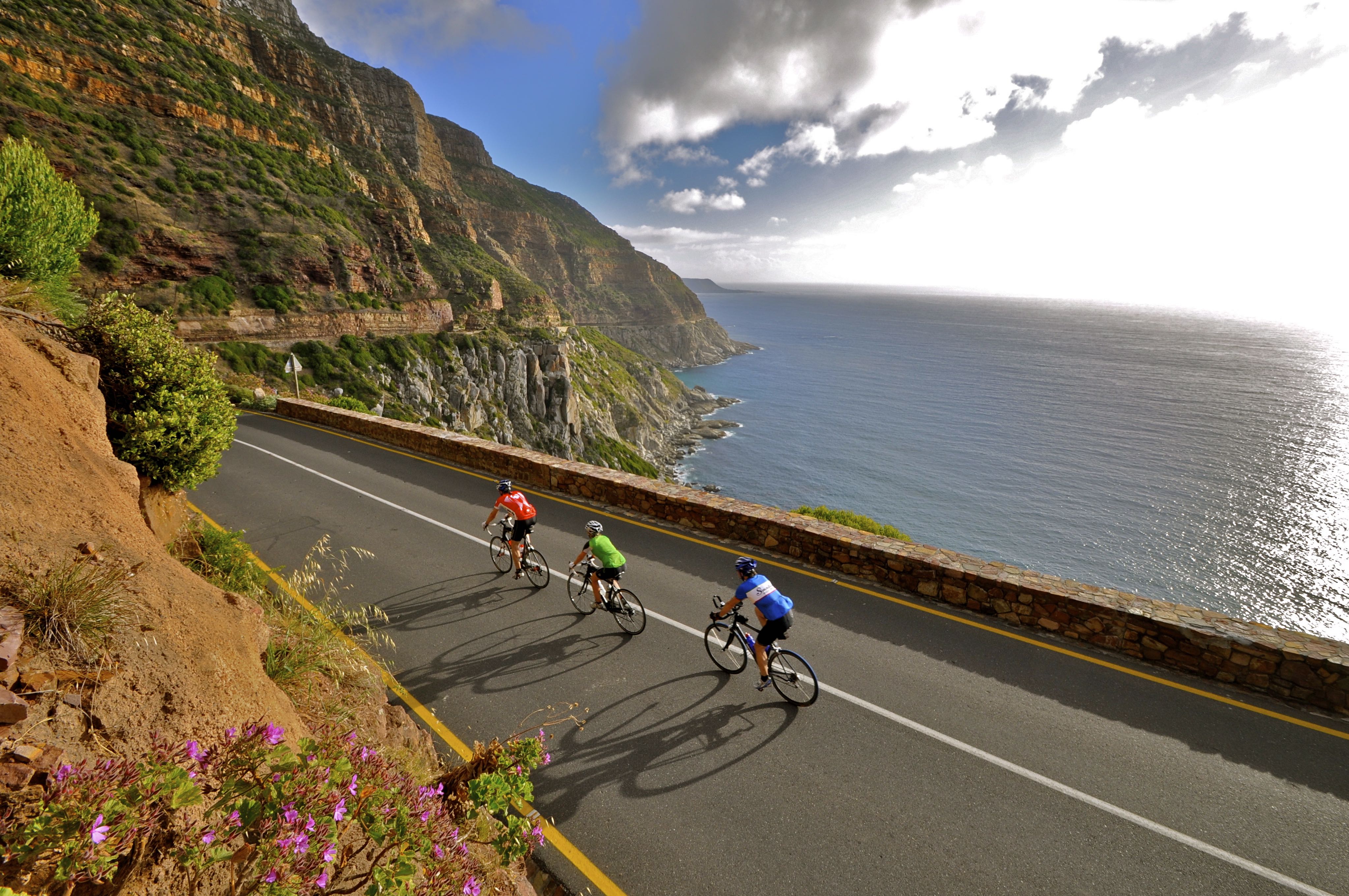 Cape Town Sea Mountains Cycling Road Clouds South Africa 4093x2718