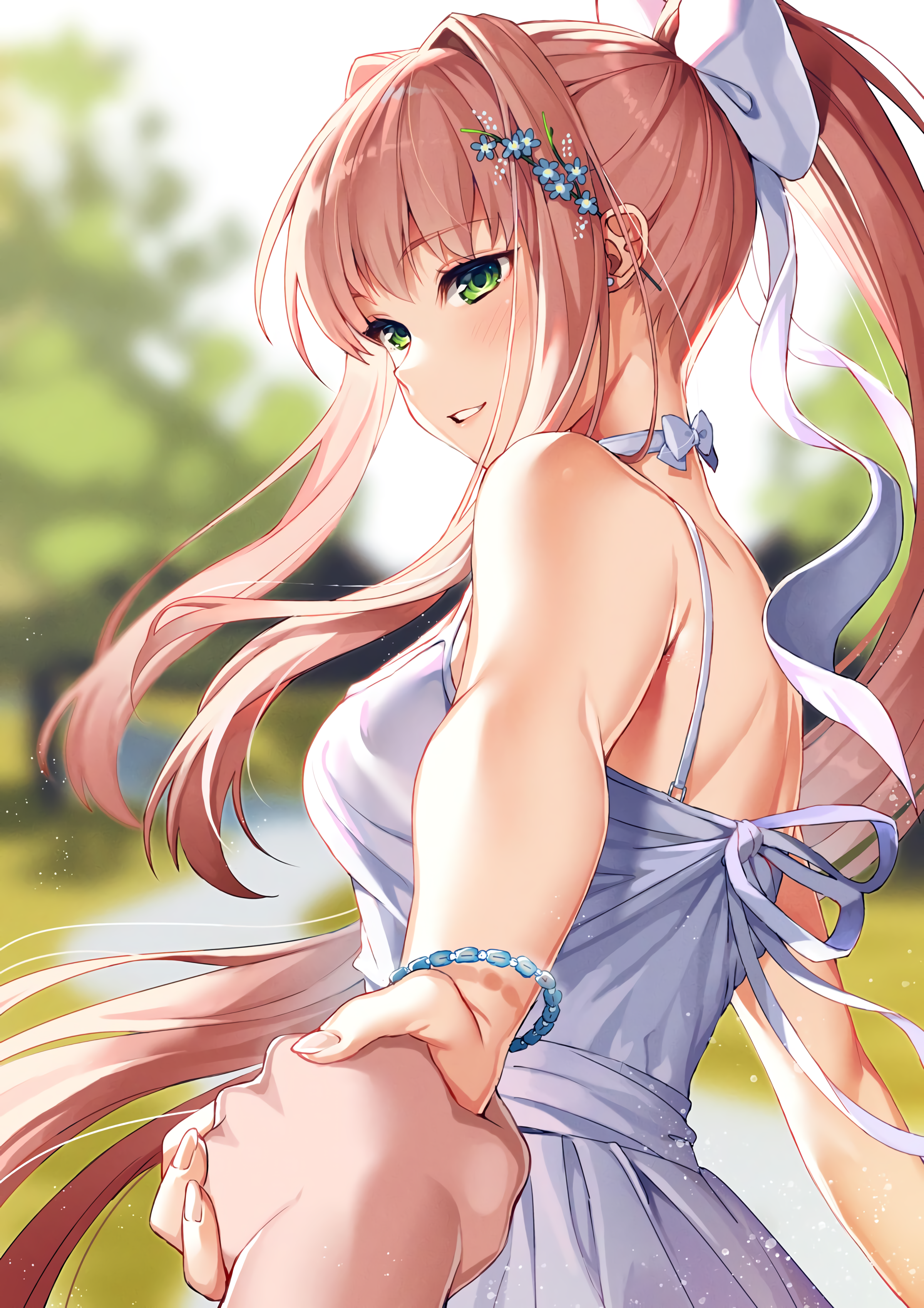 Doki Doki Literature Club Monika Doki Doki Literature Club Anime Girls Green Eyes Video Game Art Whi 2400x3396