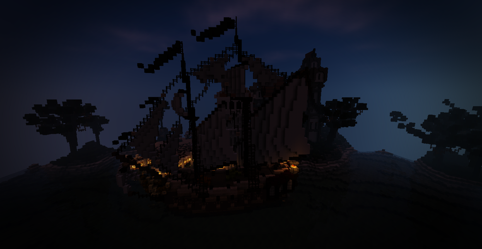 Minecraft Sea Sponge Night Ship 1566x809