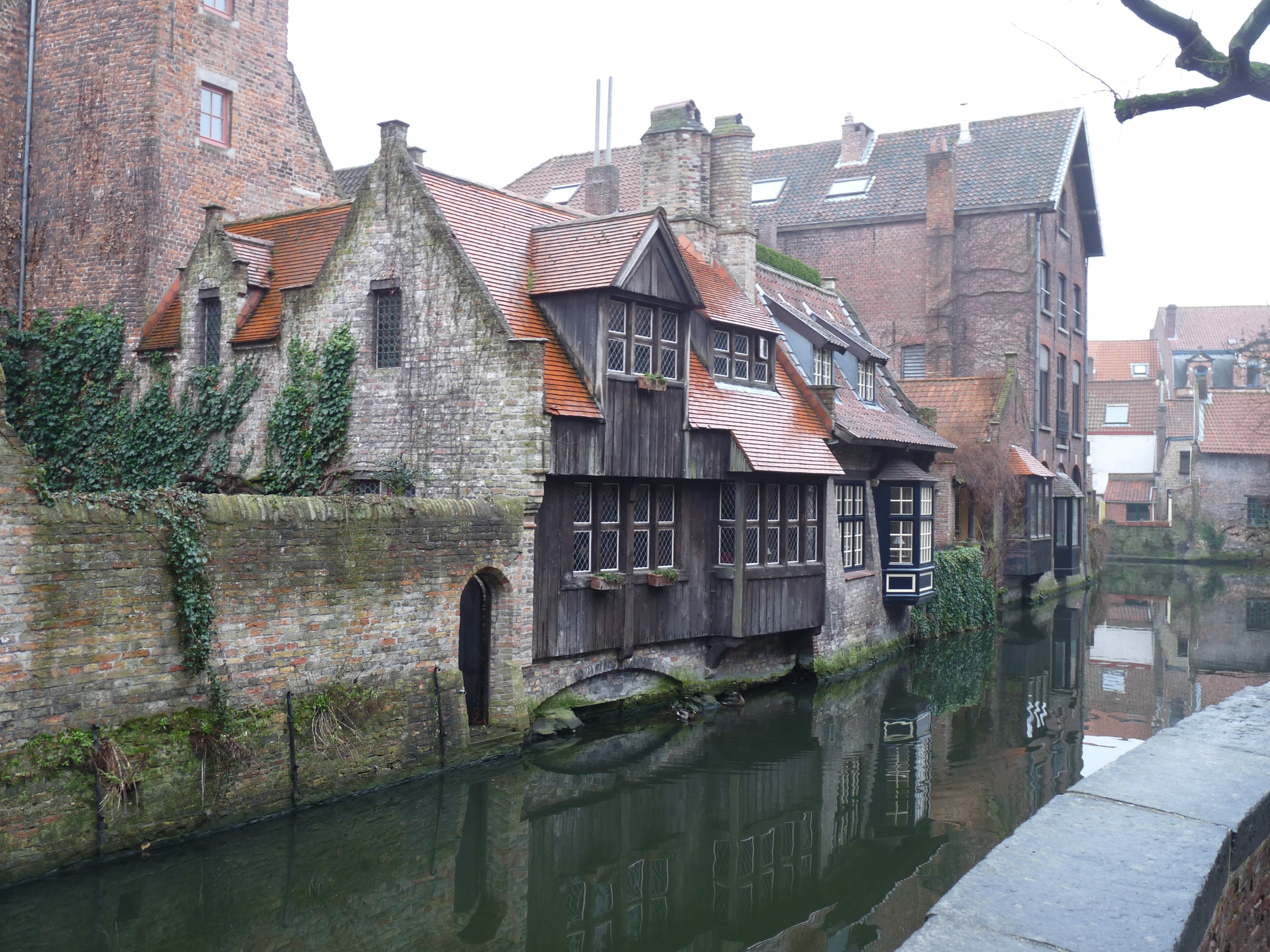 City Belgium Bruges River Europe House Without People 3648x2736