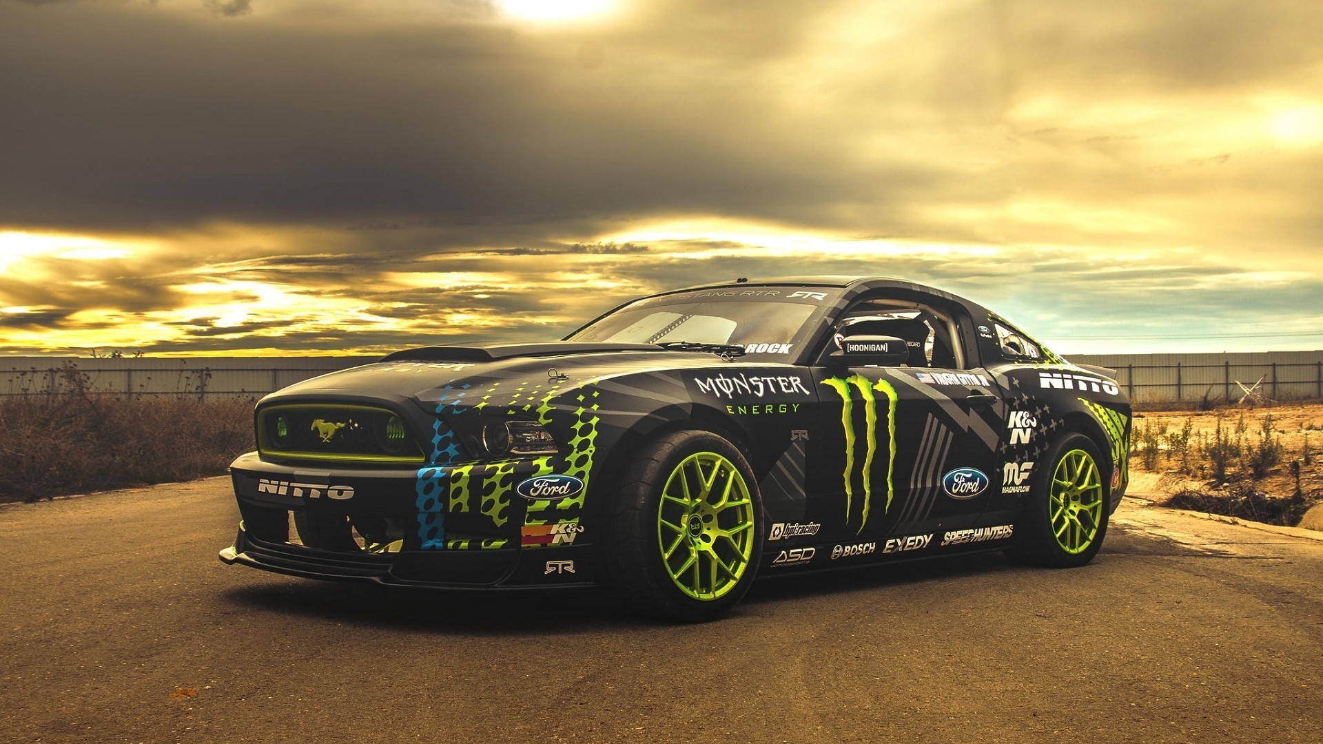 Ford Mustang Hoonigan Monster Energy Colored Wheels 1920x1080