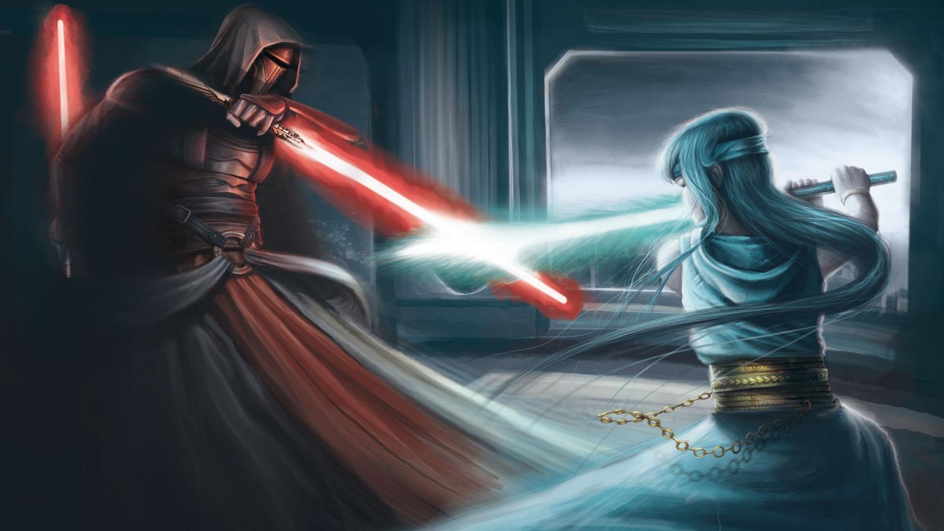 Star Wars Lightsaber Fighting Darth Revan Star Wars Knights Of The Old Republic Red 1920x1080
