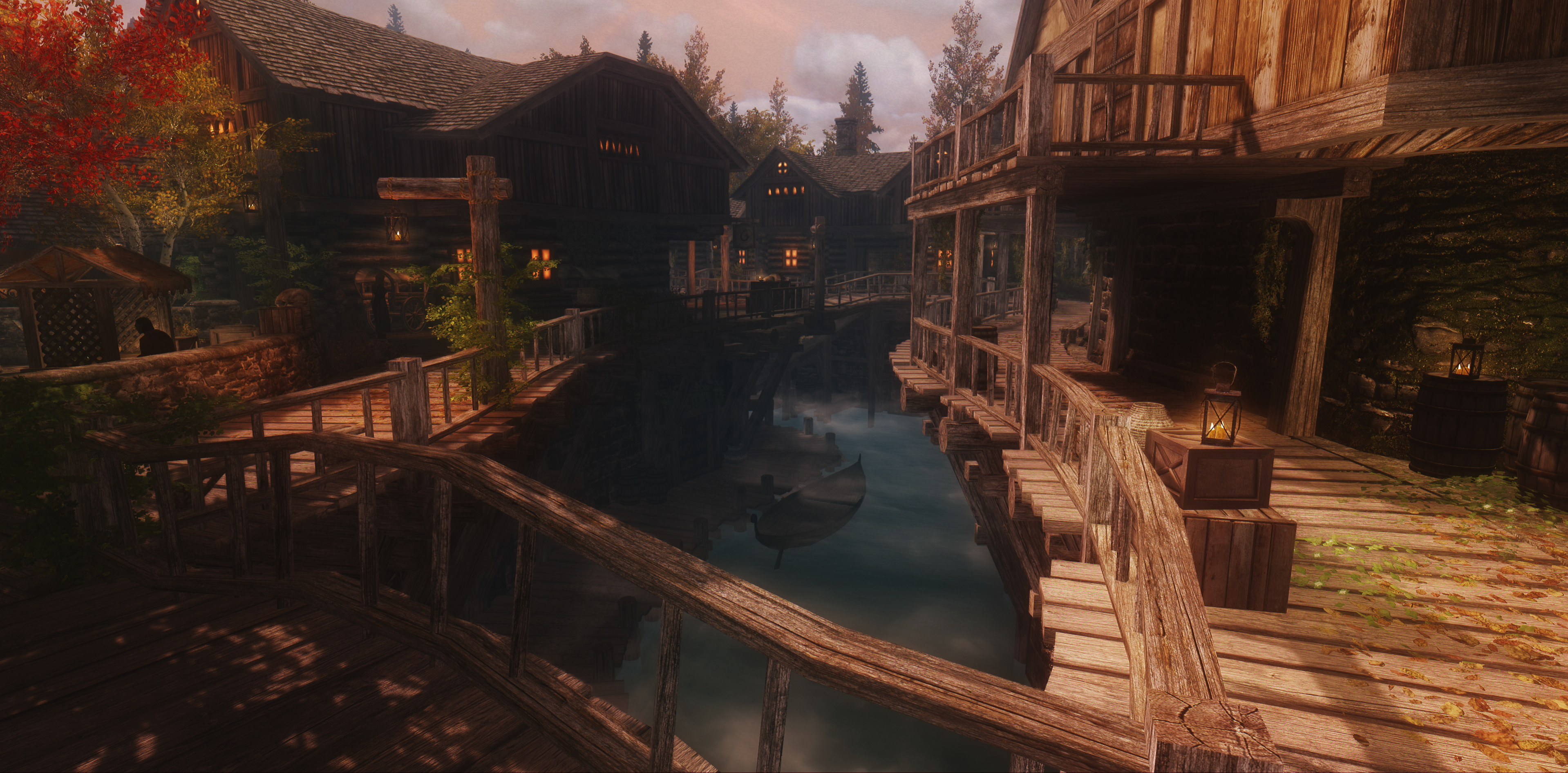 The Elder Scrolls V Skyrim Riften Fantasy City The Elder Scrolls Video Games 3837x1893