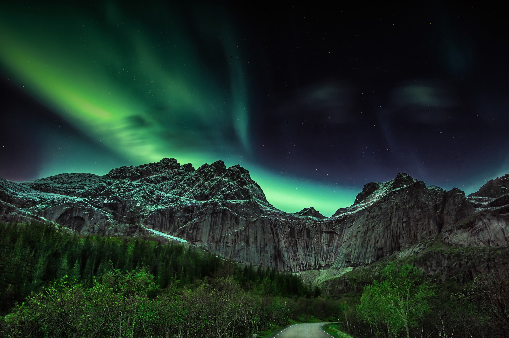 Landscape Aurorae Mountains Skyscape Night Polar Night Sky 2048x1363