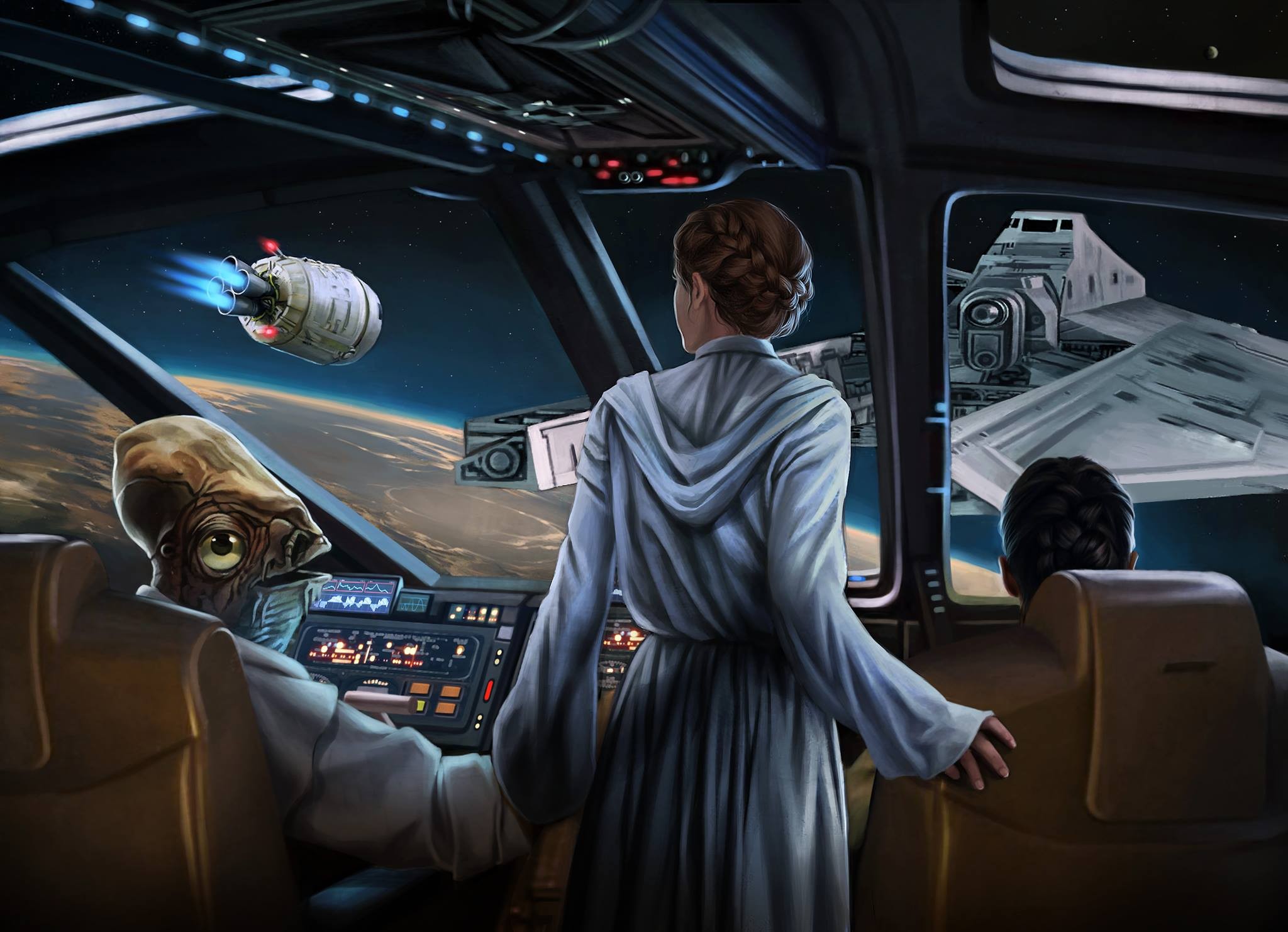 Star Wars Princess Leia Leia Organa Science Fiction Admiral Ackbar Rebel Alliance Artwork 2048x1483