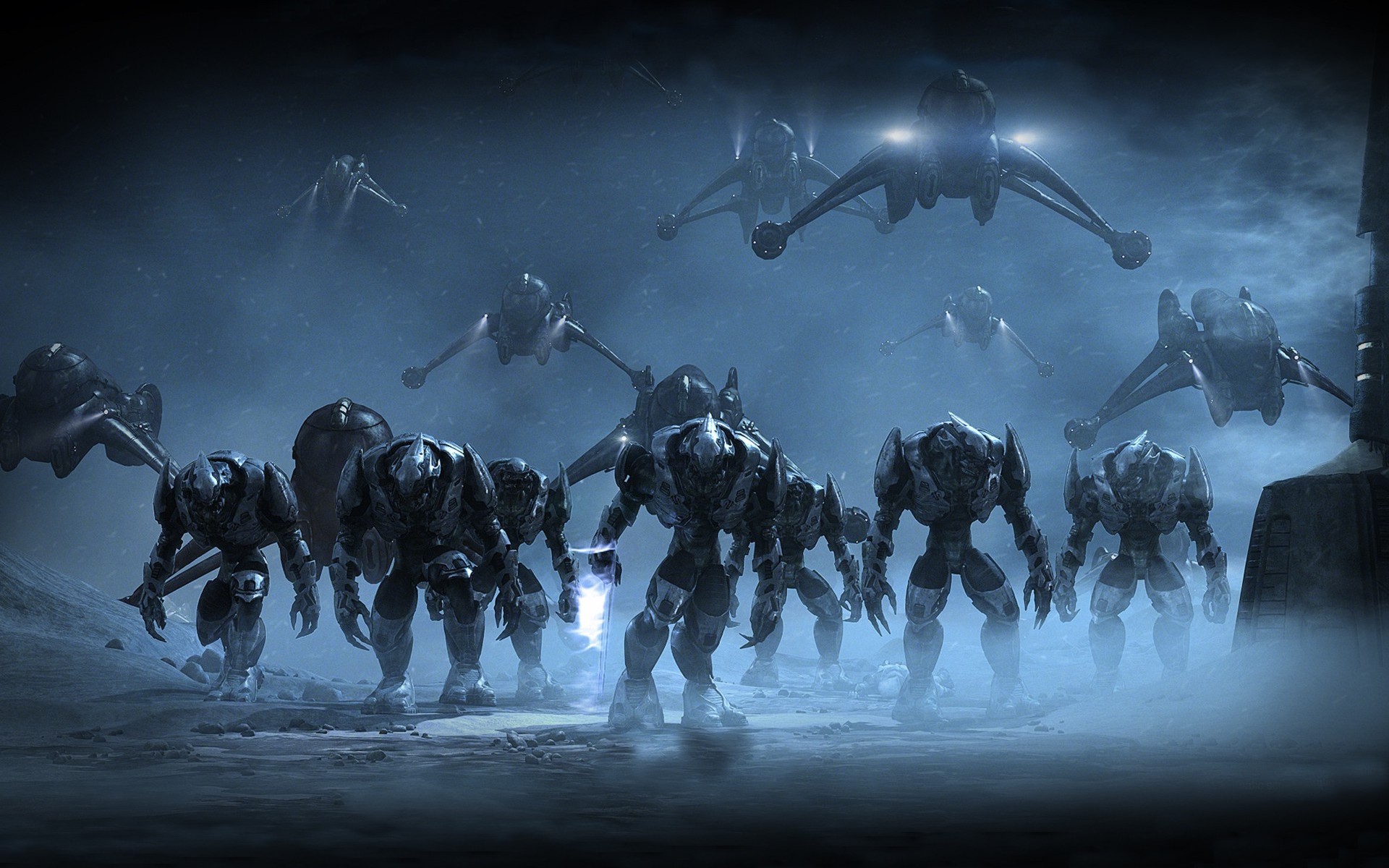 Video Games Halo Spaceship Covenant Banshee Halo Halo Wars Sangheili Snow Army Aliens Sword 1920x1200