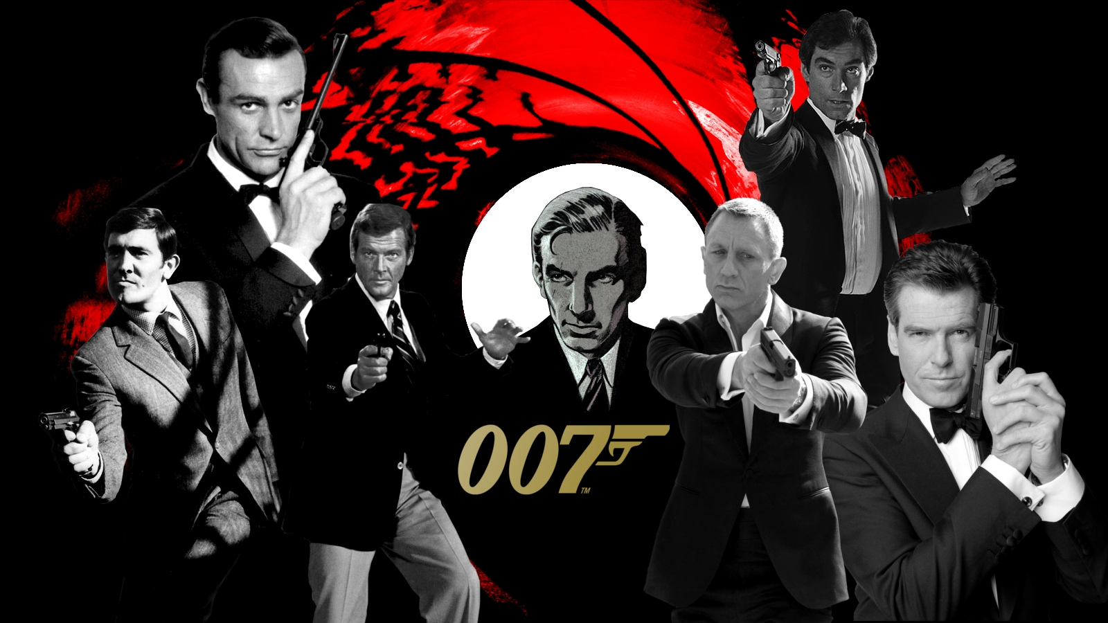 Movies 007 James Bond Sean Connery Roger Moore Daniel Craig Timothy Dalton Pierce Brosnan 1600x900
