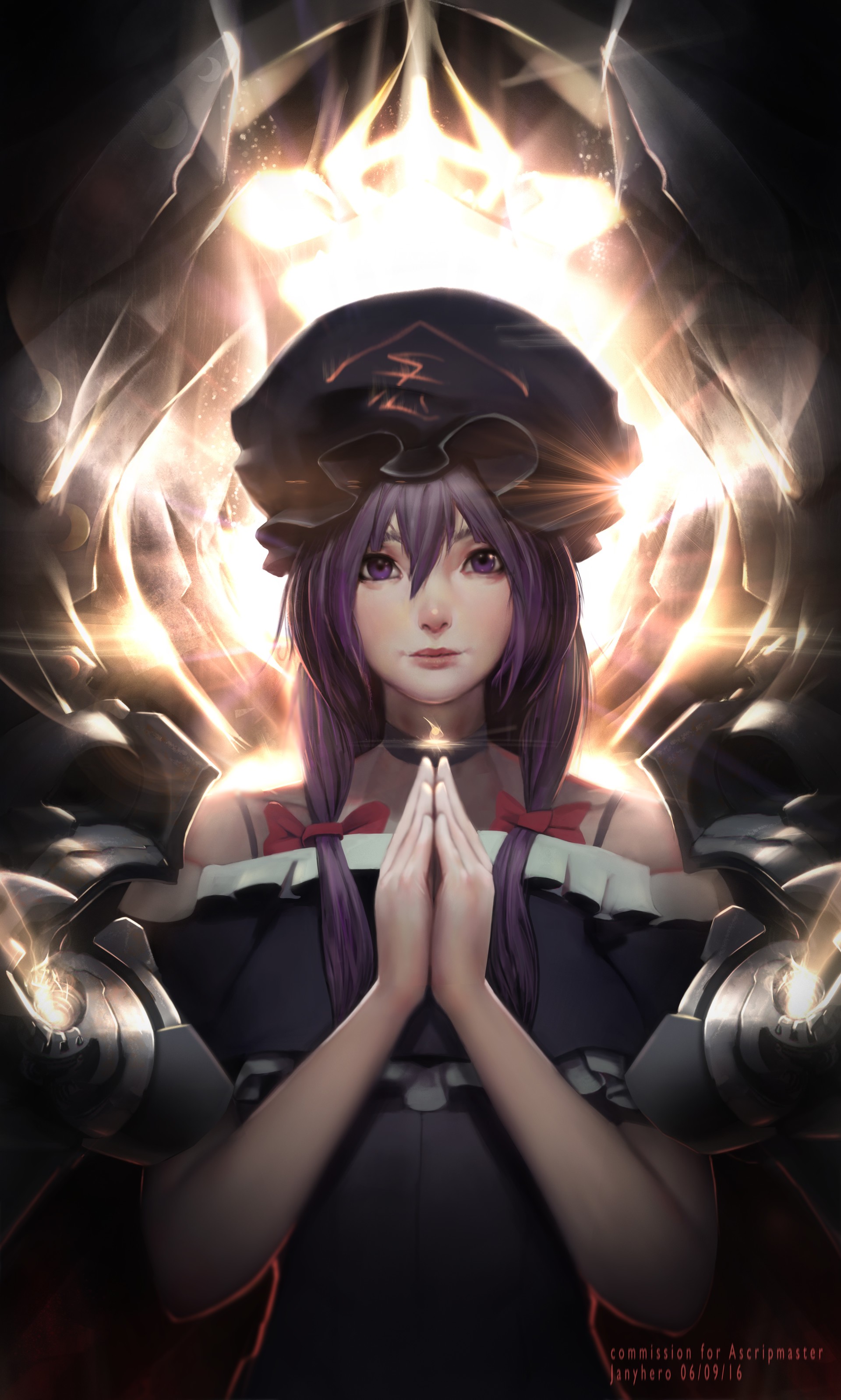 Fantasy Art Anime Girls Purple Eyes Anime Praying 1920x3196