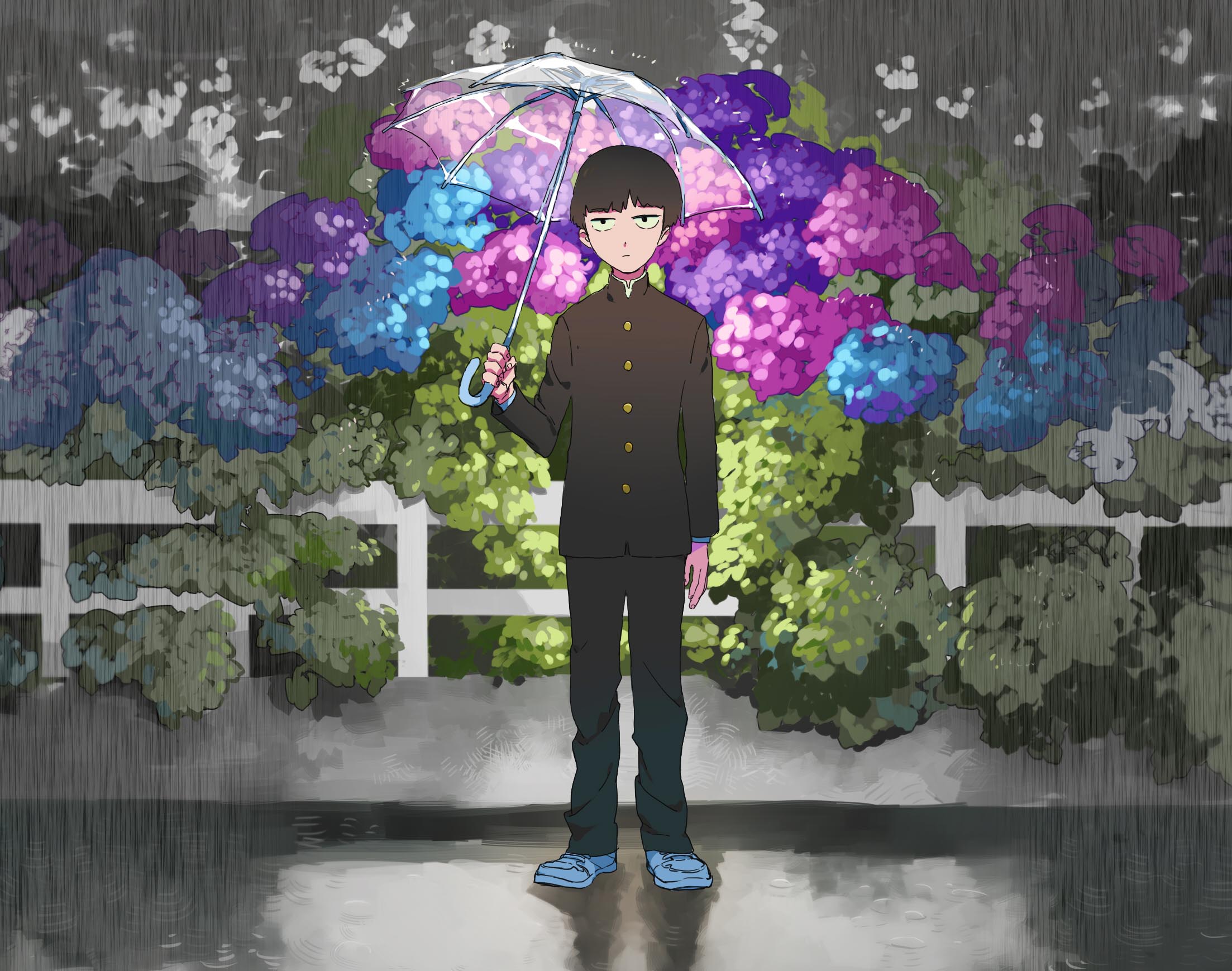 Mob Psycho 100 Anime Boys Kageyama Shigeo Anime Rain Umbrella 2206x1739