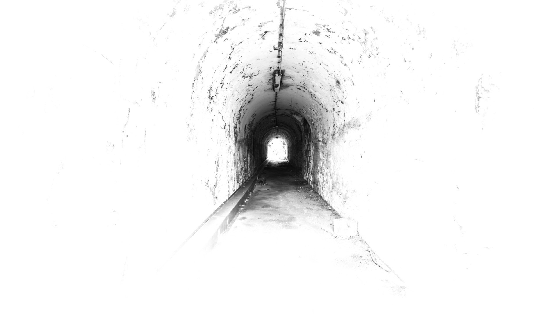 Monastery Tunnel Stone Arch Stones White Background Monochrome 1920x1080