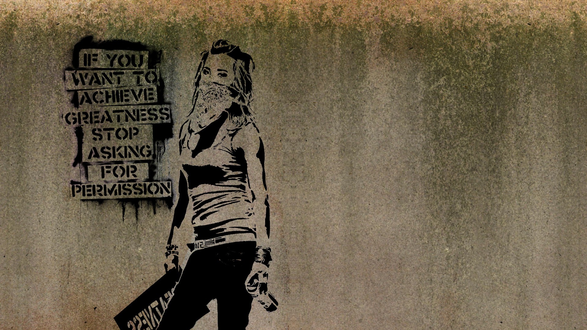 Graffiti Women Banksy Artwork Text Quote Minimalism Inspirational Wall Scarf 1920x1080