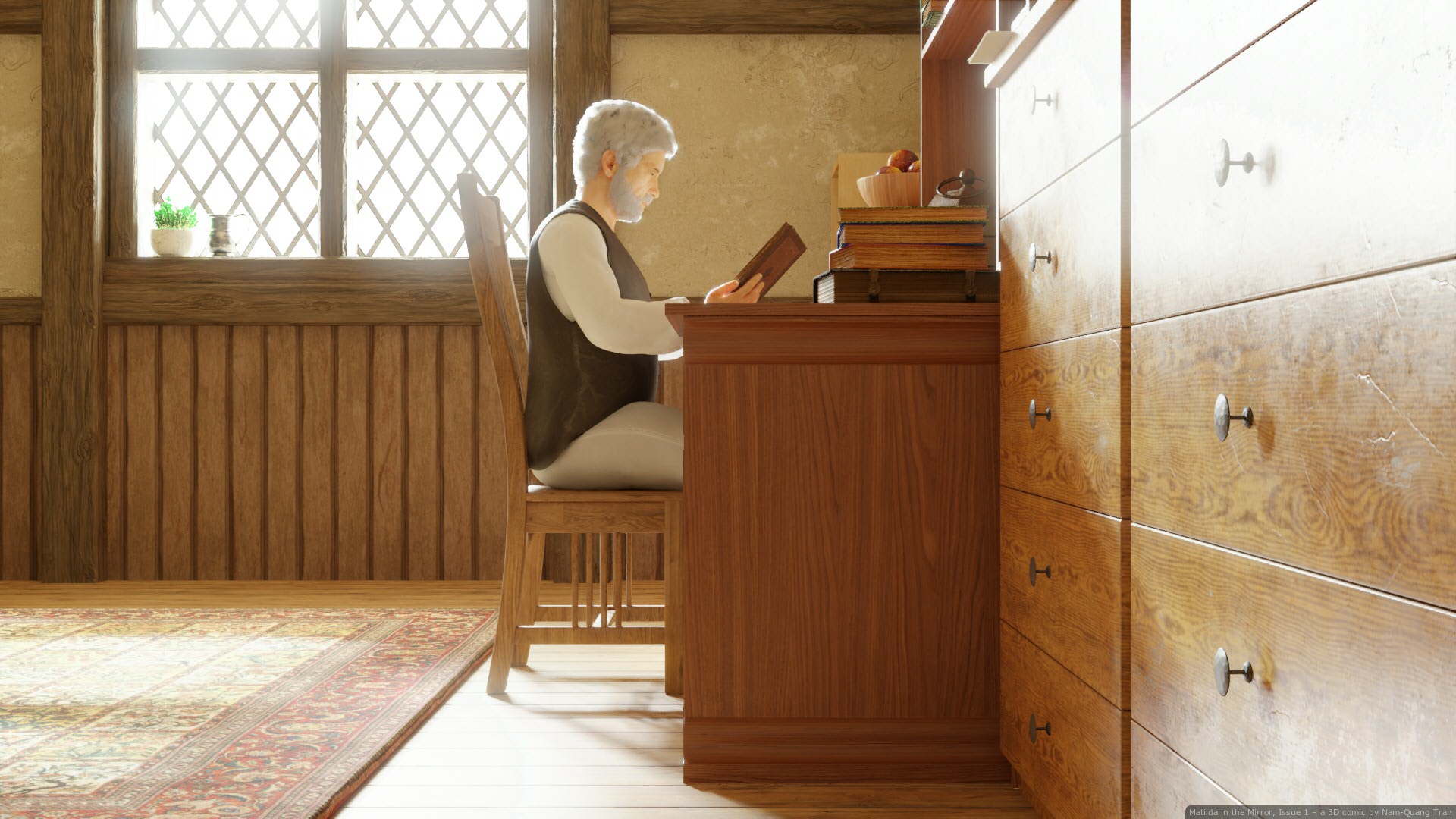 Matilda In The Mirror Desk Old People Reading 1920x1080