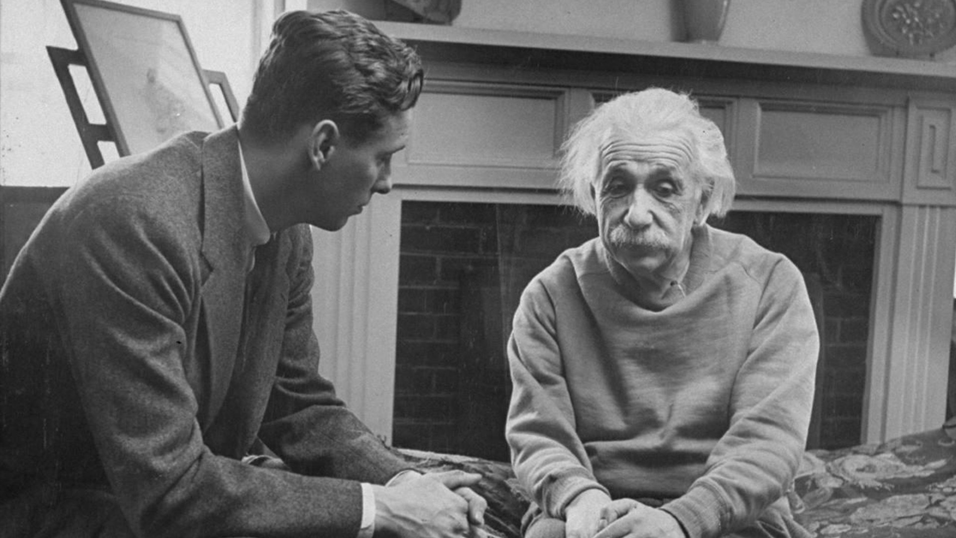 Men Albert Einstein Monochrome Scientists Sitting Moustache Old Photos Old People 1920x1080