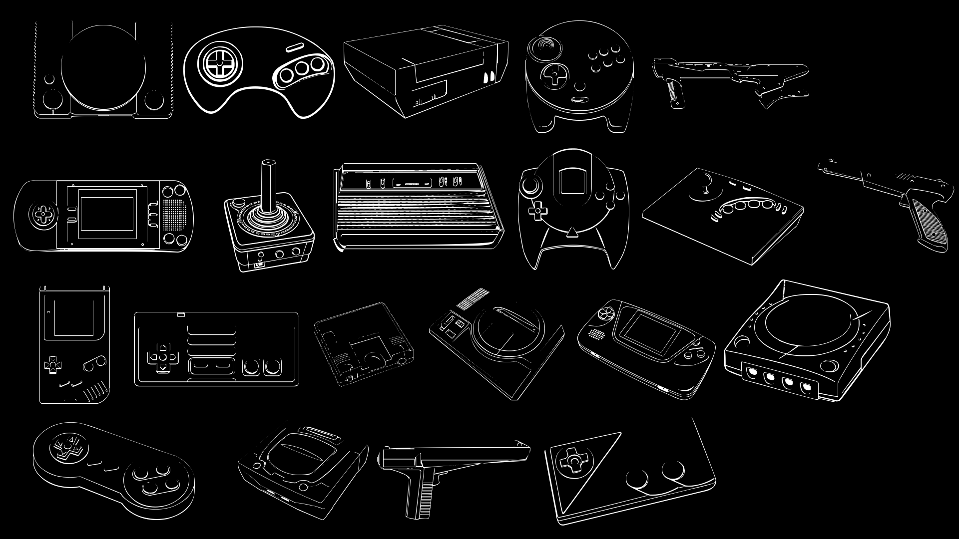 Artwork Video Games Joystick Retro Games Controllers Monochrome Sega Saturn Sega Atari Nintendo 1920x1080