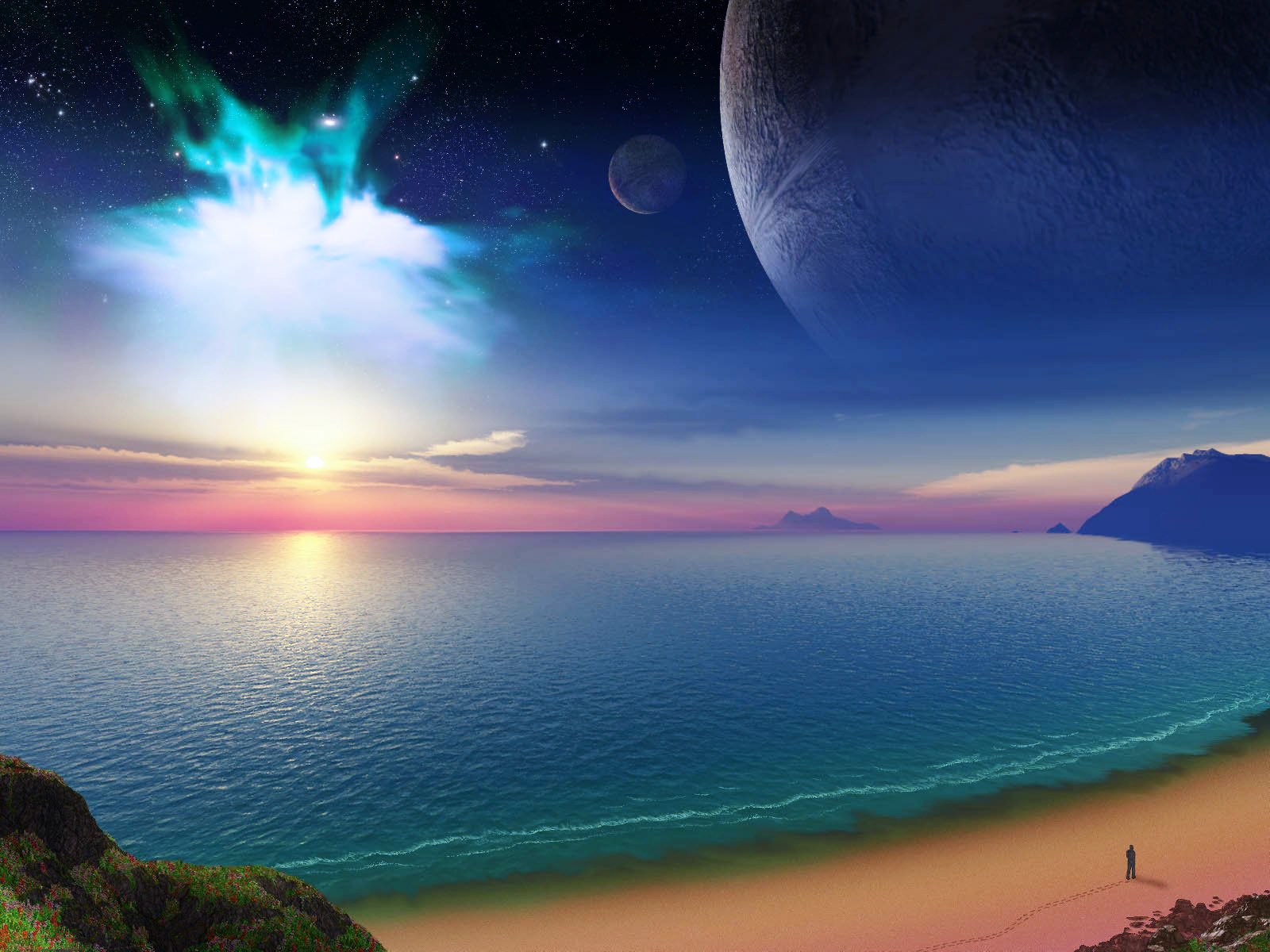 Ocean Fantasy Beach Sea Sun Planet 1600x1200