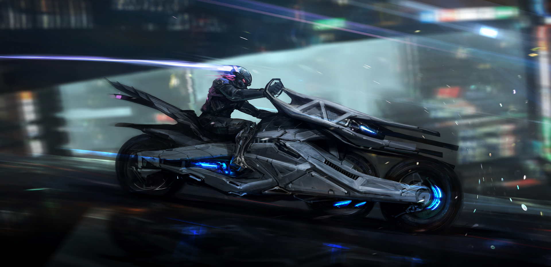 Artwork Digital Art Vehicle Motobike Racing Science Fiction Cyberpunk Mustafa Lamrani 1920x930