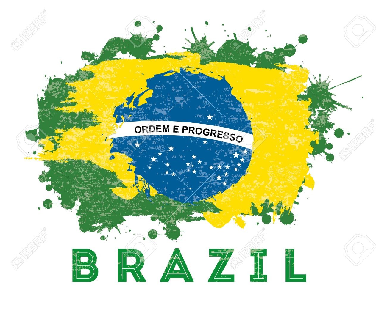 Brazil Flag Green White Background Yellow Typography Paint Splatter 1300x1053